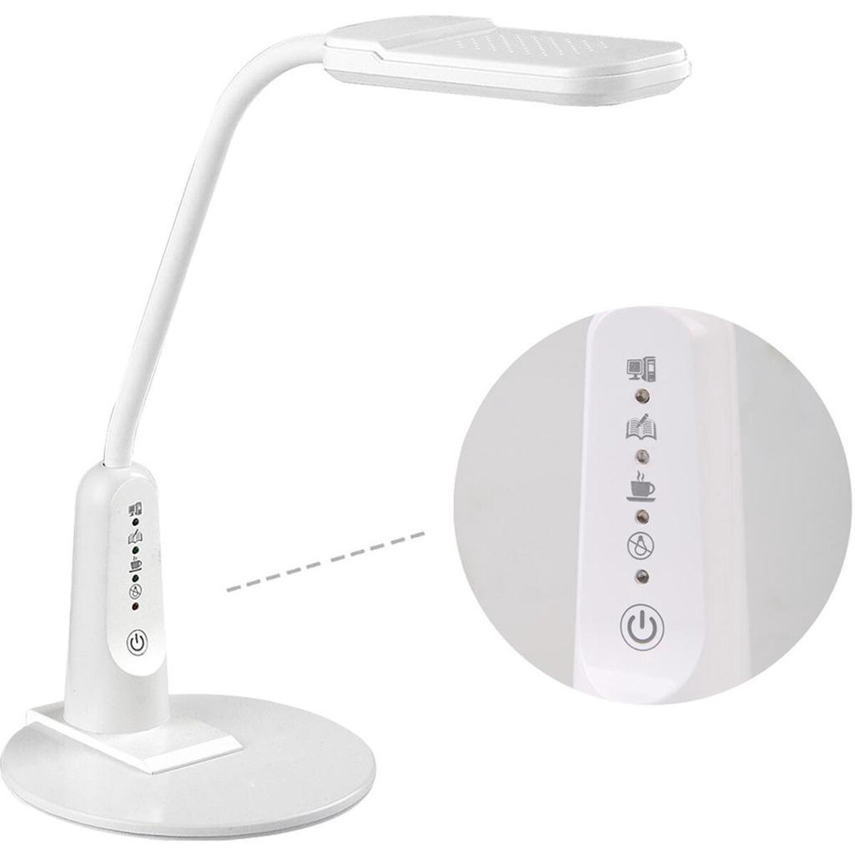 LED Bureaulamp - Aigi Diplo - 6W - Aanpasbare Kleur - Dimbaar - Rechthoek - Mat Wit - Kunststof