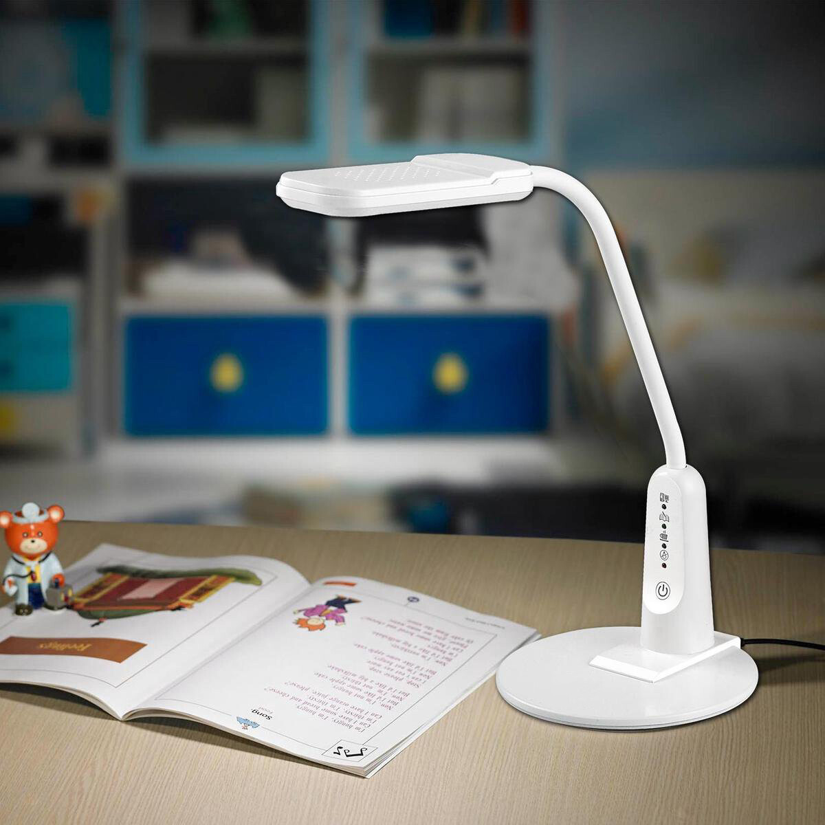 LED Bureaulamp - Aigi Diplo - 6W - Aanpasbare Kleur - Dimbaar - Rechthoek - Mat Wit - Kunststof