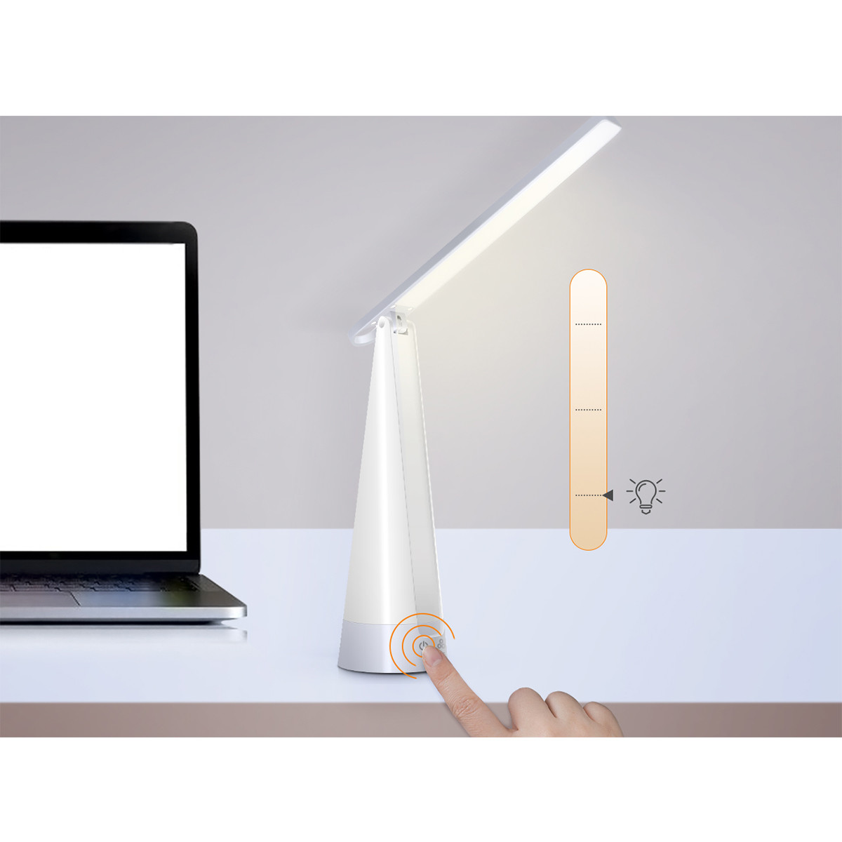 LED Bureaulamp - Aigi Rainbon - 7W - USB Oplaadfunctie - RGB - Natuurlijk Wit 4000K - Dimbaar - Mat Wit