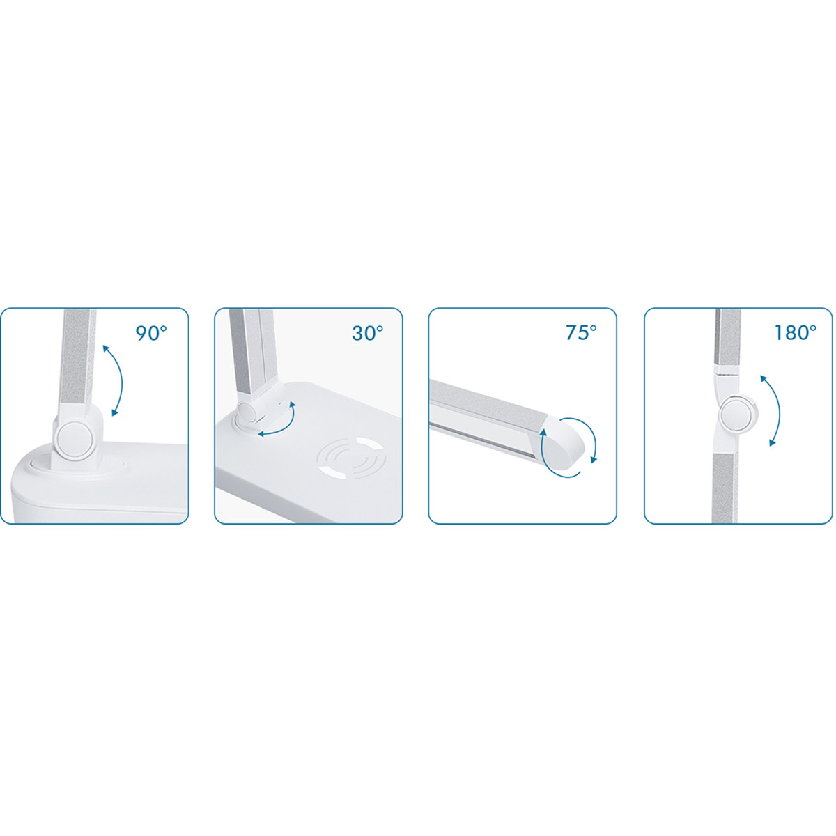 LED Bureaulamp - Aigi Sorina - 5W - Qi Draadloze Oplaadfunctie - Aanpasbare Kleur - Dimbaar - Mat Wit