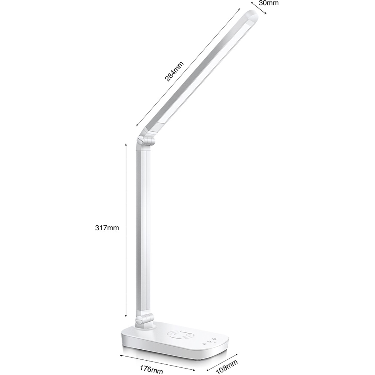 LED Bureaulamp - Aigi Sorina - 5W - Qi Draadloze Oplaadfunctie - Aanpasbare Kleur - Dimbaar - Mat Wit