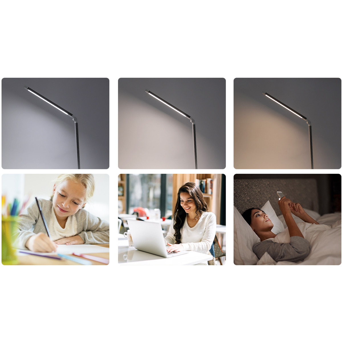 LED Bureaulamp - Aigi Sorina - 5W - Qi Draadloze Oplaadfunctie - Aanpasbare Kleur - Dimbaar - Mat Wit