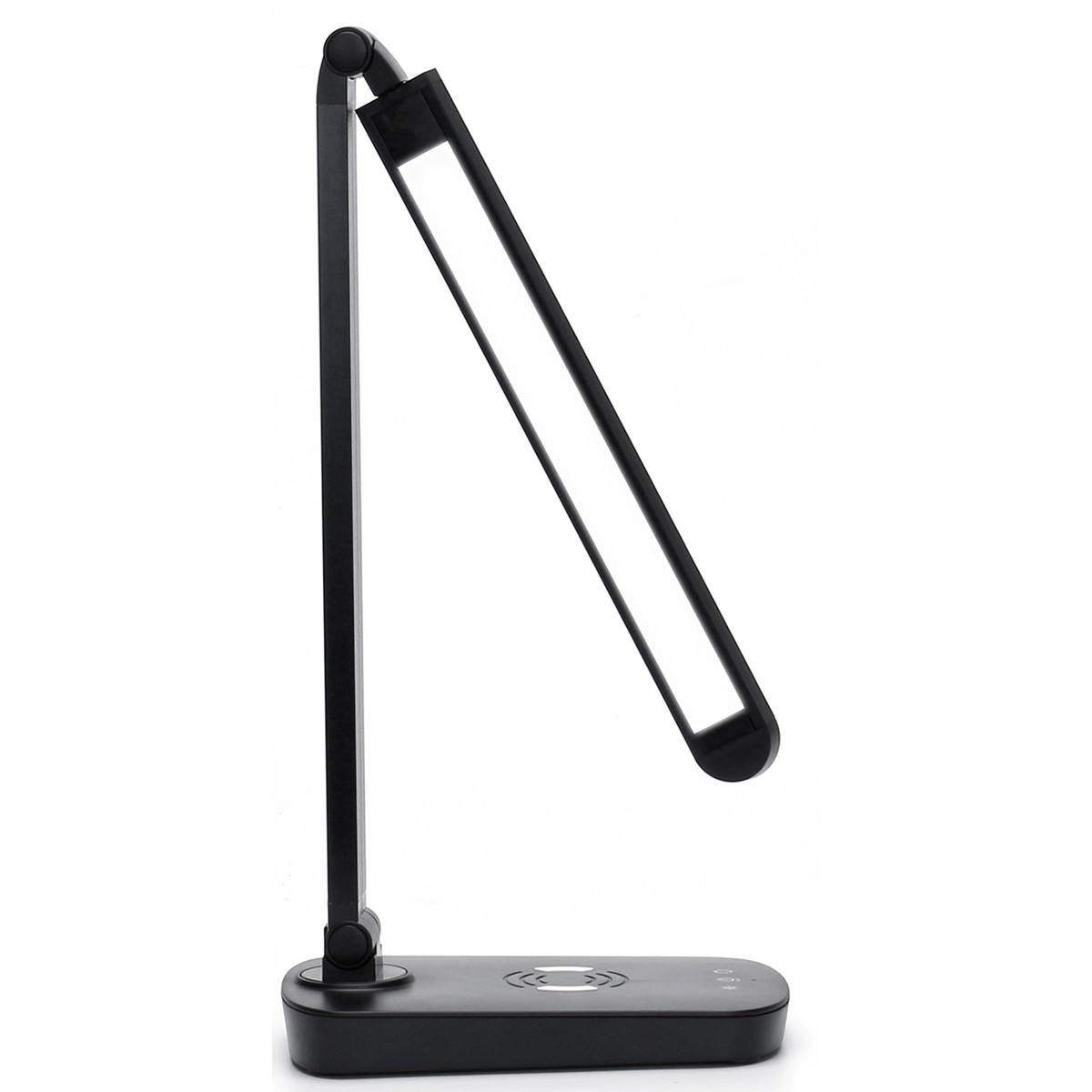 LED Bureaulamp - Aigi Sorina - 5W - Qi Draadloze Oplaadfunctie - Aanpasbare Kleur - Dimbaar - Mat Zwart