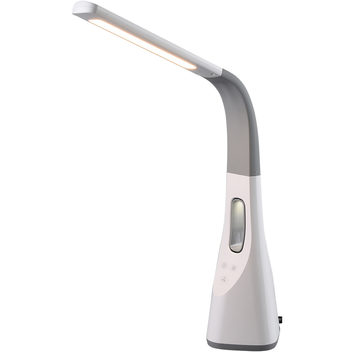 LED Bureaulamp met Ventilator - Tafelverlichting - Trion Venton - 5W - Aanpasbare Kleur - Dimbaar - Rechthoek - Mat Wit - Kunststof