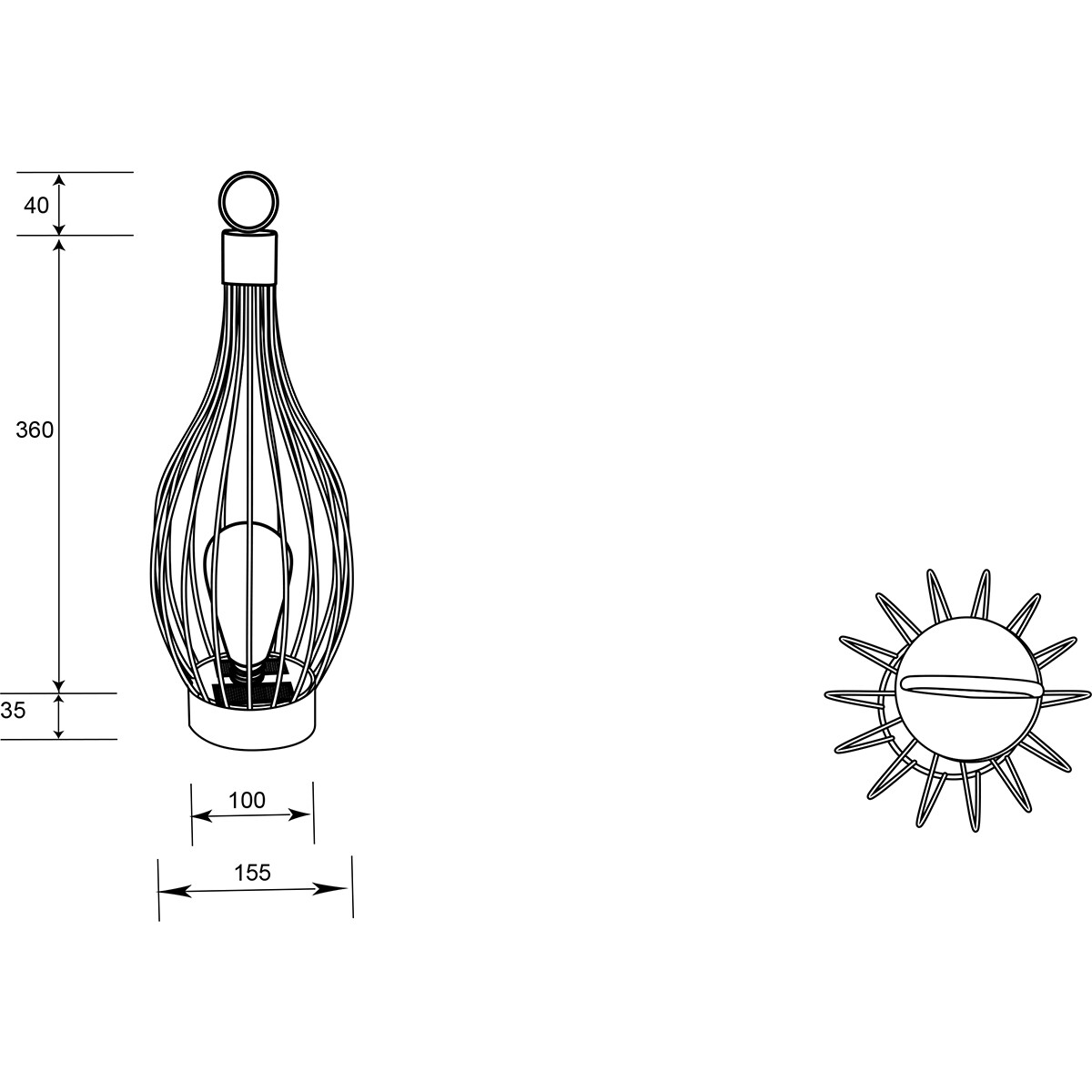 LED Tafellamp met Zonne-energie - Trion Marlon - Dag en Nacht Sensor - Spatwaterdicht IP44 - Rond - Mat Zwart - Aluminium