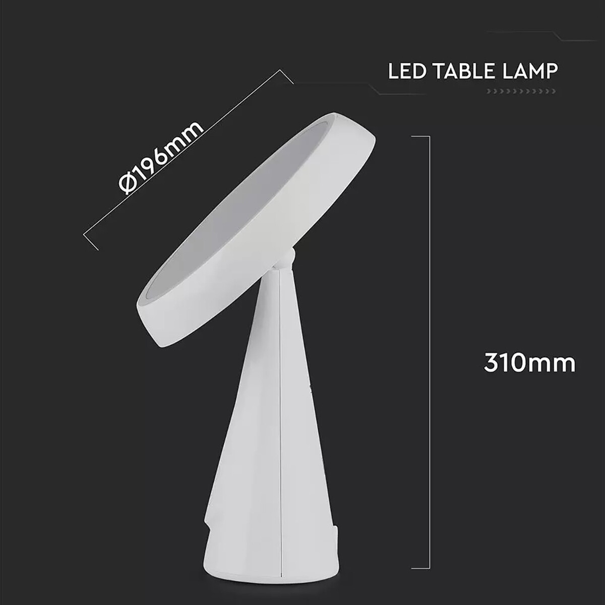 LED Bureaulamp - Oplaadbaar Spiegellamp - Viron Aslino - 5W - Warm Wit 3000K - Dimbaar - Rechthoek - Mat Wit - Kunststof