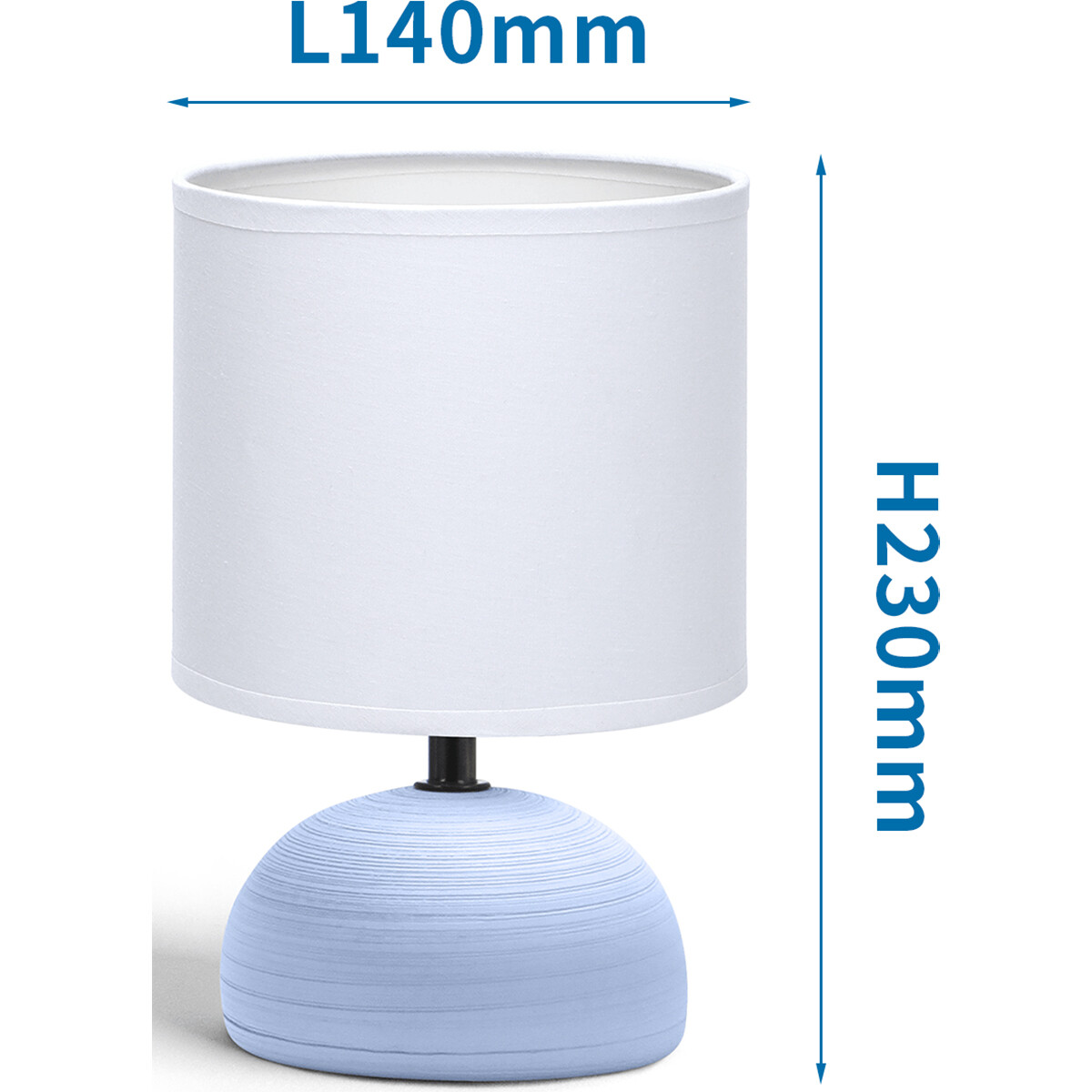 LED Tafellamp - Tafelverlichting - Aigi Conton 2 - E14 Fitting - Rond - Mat Blauw - Keramiek