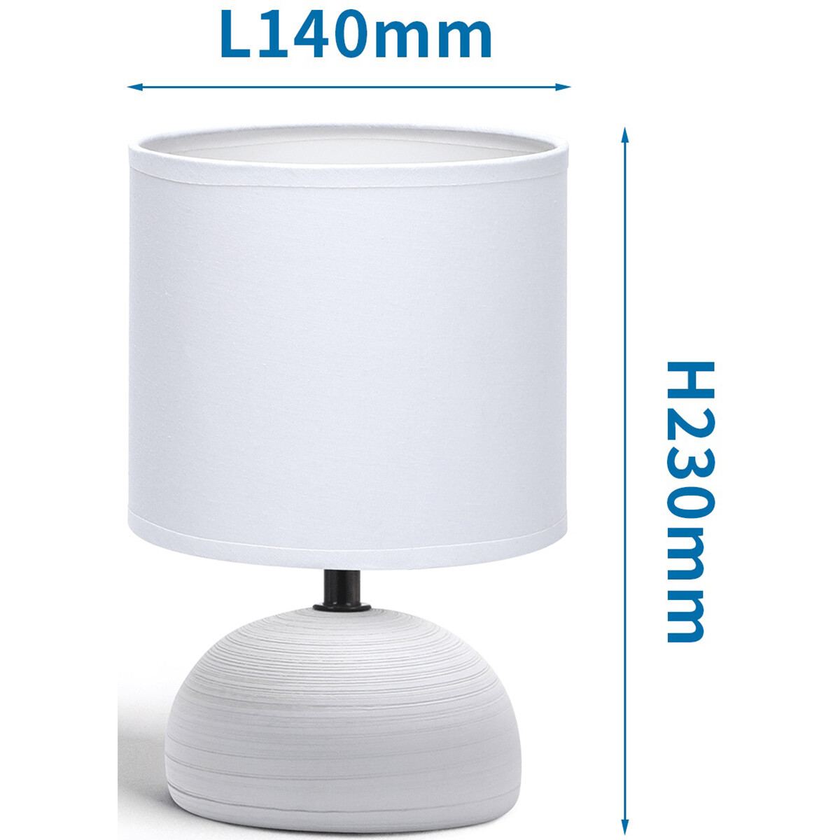 LED Tafellamp - Tafelverlichting - Aigi Conton 2 - E14 Fitting - Rond - Mat Grijs - Keramiek