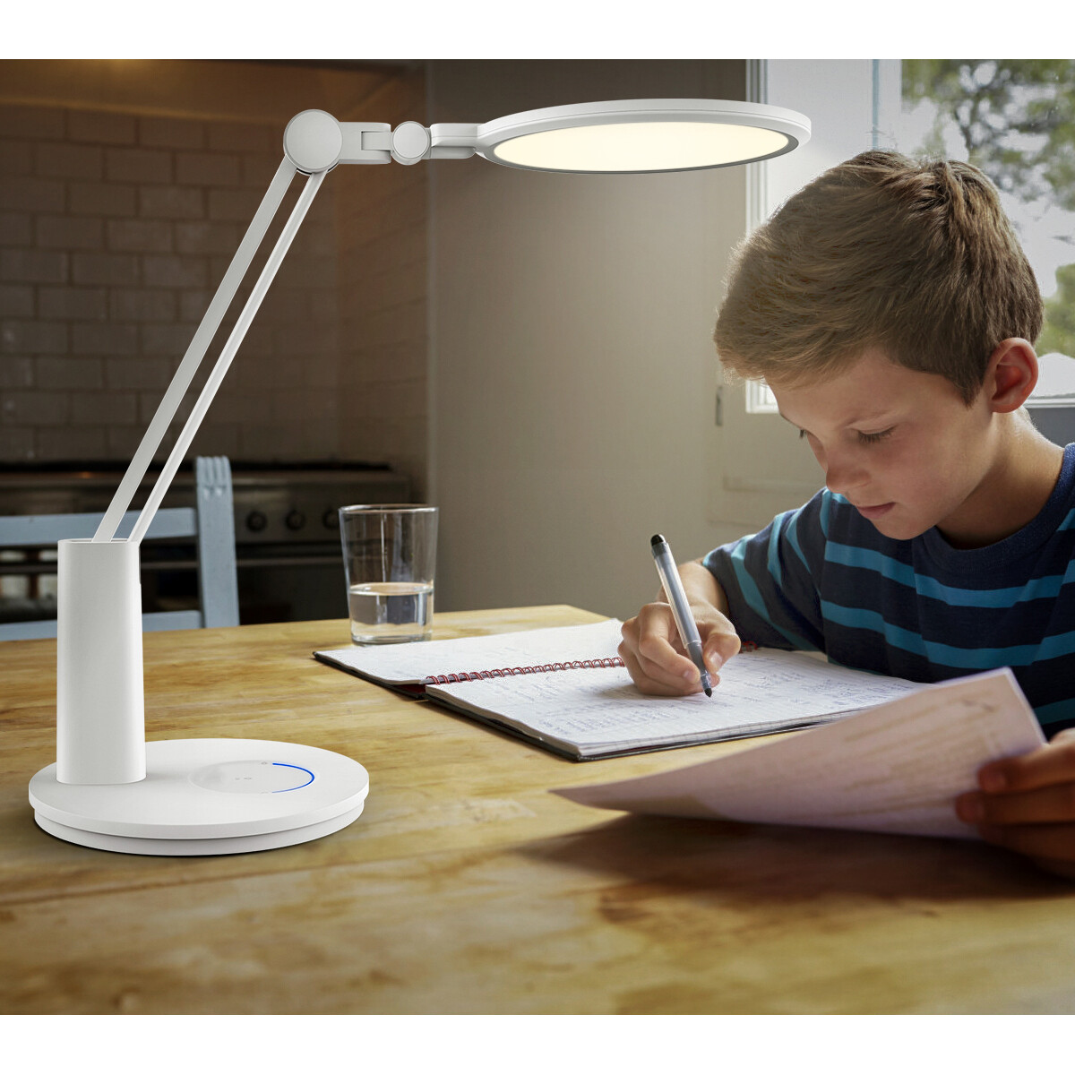 LED Bureaulamp - Tafelverlichting - Aigi Dunno - 18W - Natuurlijk Wit 4000K - Dimbaar - Rond - Mat Wit - Kunststof