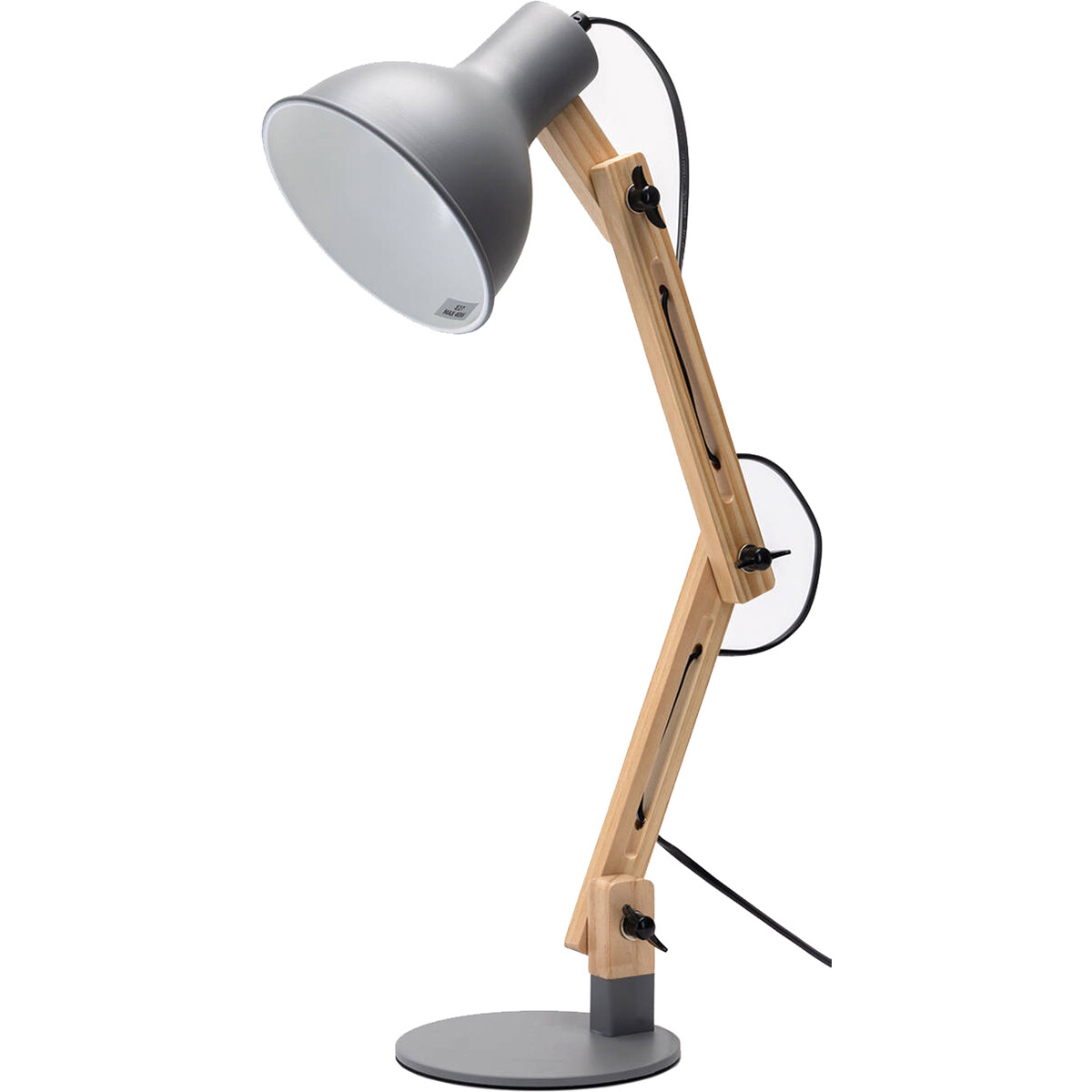 LED Bureaulamp - Aigi Julia - E27 Fitting - Rond - Mat Grijs/Bruin - Hout product afbeelding