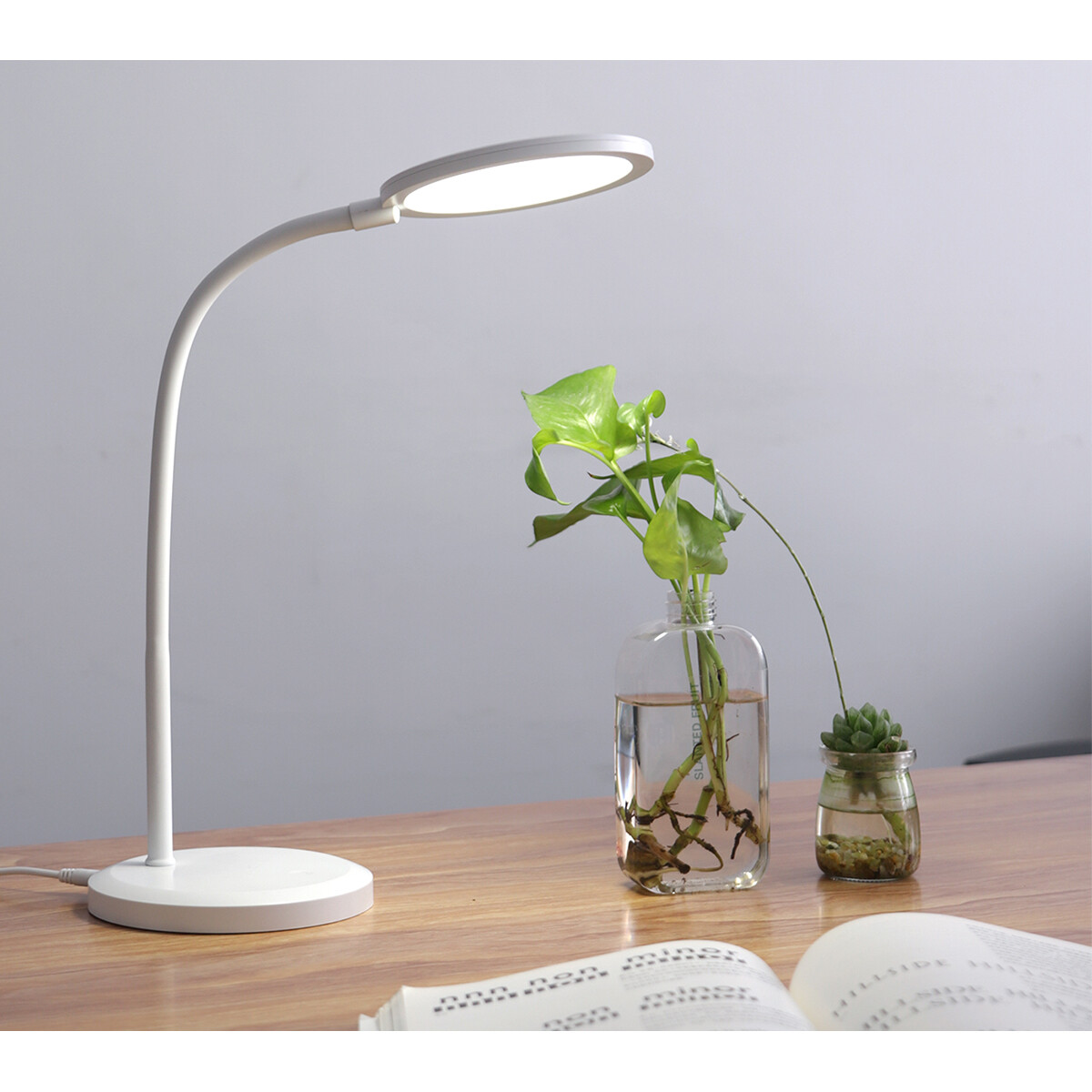 LED Bureaulamp - Tafelverlichting - Aigi Priton - 7W - Natuurlijk Wit 4000K - Dimbaar - Rond - Mat Wit - Kunststof