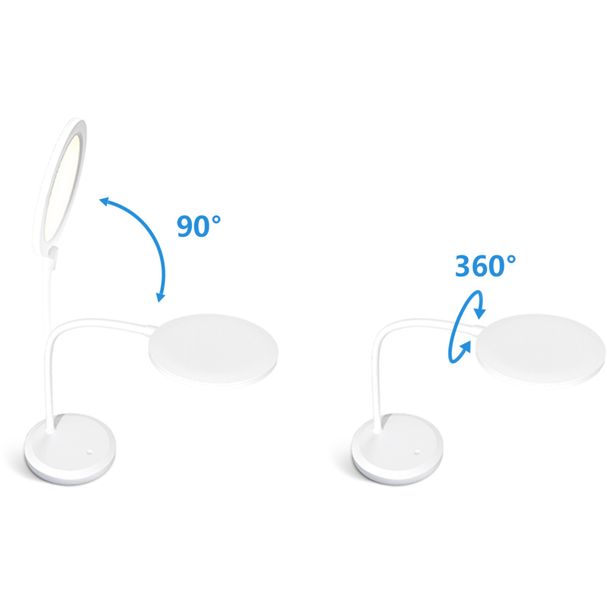 LED Bureaulamp - Tafelverlichting - Aigi Priton - 7W - Natuurlijk Wit 4000K - Dimbaar - Rond - Mat Wit - Kunststof