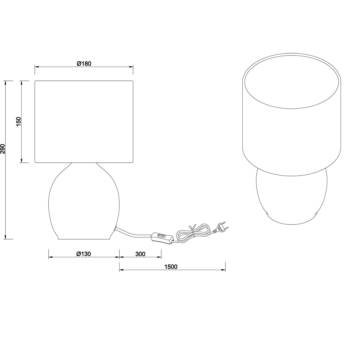 LED Tafellamp - Tafelverlichting - Trion Alev - E14 Fitting - Rond - Amber - Glas