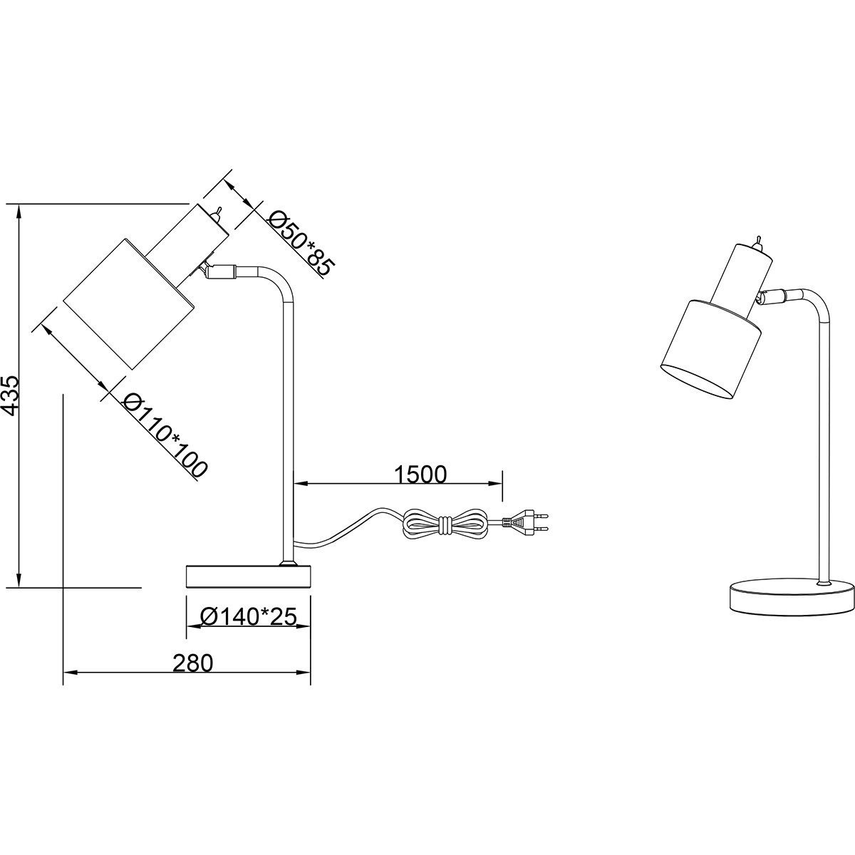 LED Tafellamp - Tafelverlichting - Trion Alimo - E14 Fitting - Rond - Mat Grijs - Aluminium