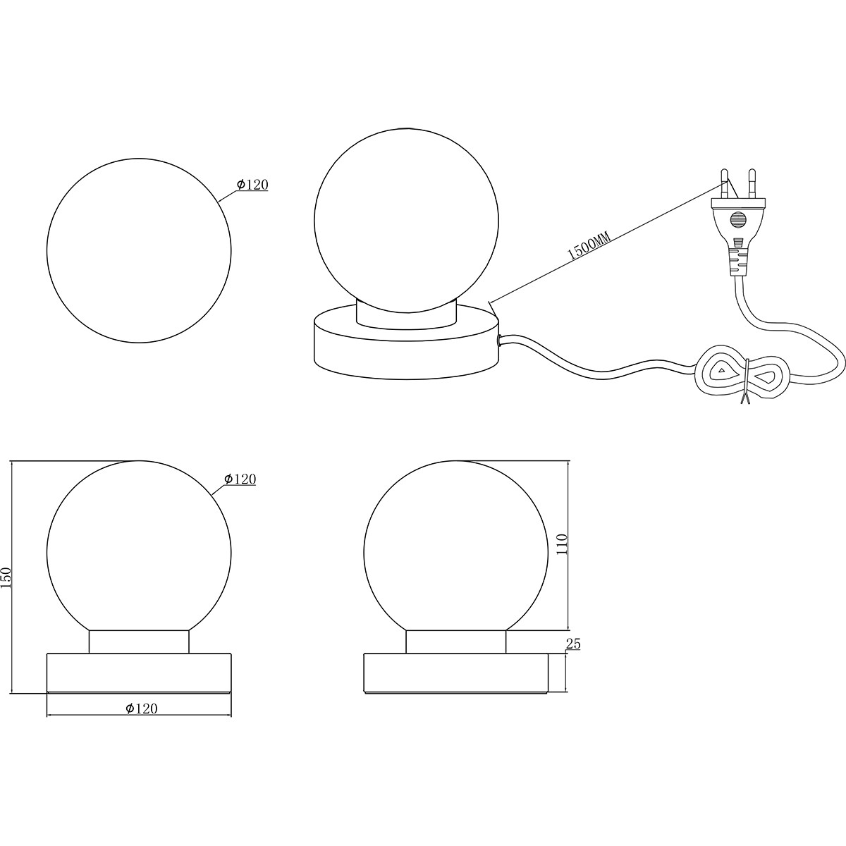 LED Tafellamp - Tafelverlichting - Trion Baldo - E14 Fitting - Rond - Mat Zwart - Aluminium