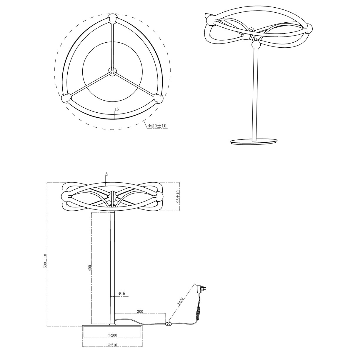 LED Tafellamp - Tafelverlichting - Trion Charis - 20W - Warm Wit 3000K - Dimbaar - Rond - Mat Nikkel - Aluminium