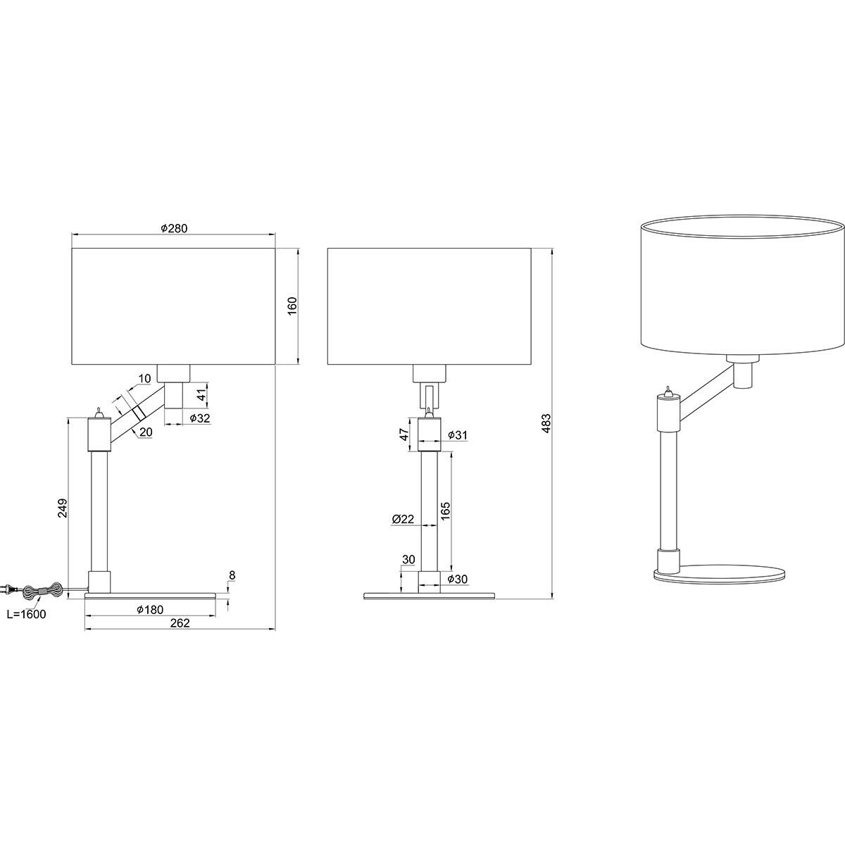 LED Tafellamp - Tafelverlichting - Trion Cindy - E27 Fitting - Rond - Mat Goud - Aluminium