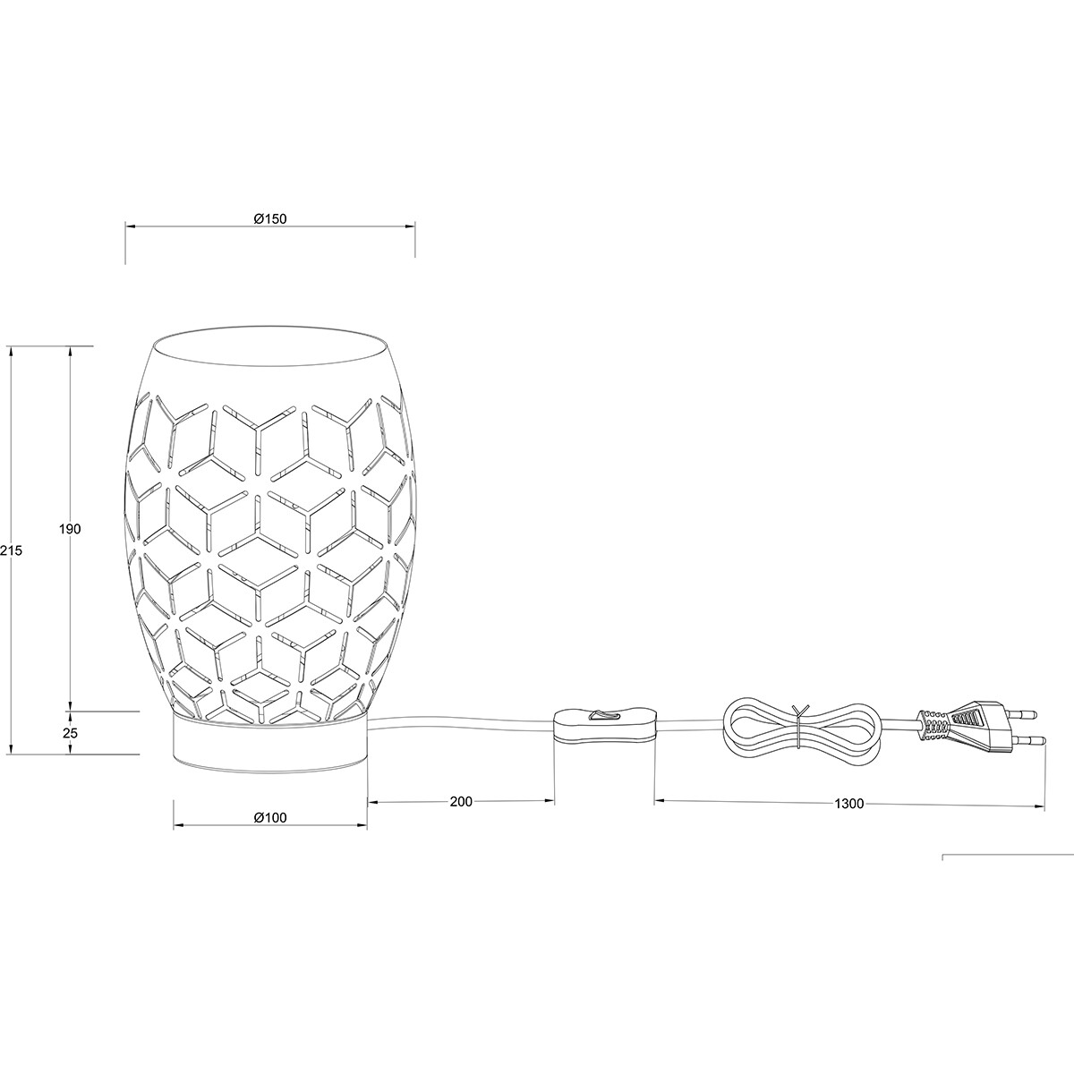 LED Tafellamp - Tafelverlichting - Trion Dabi - E27 Fitting - Rond - Mat/Wit - Metaal