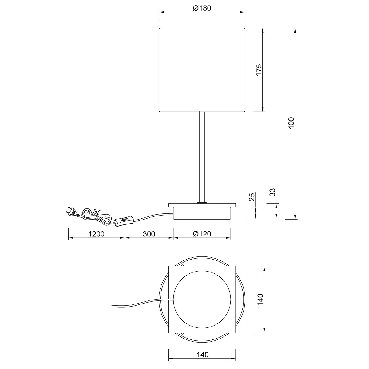 LED Tafellamp - Tafelverlichting - Trion Elmo - E27 Fitting - Rond - Antiek Nikkel - Aluminium