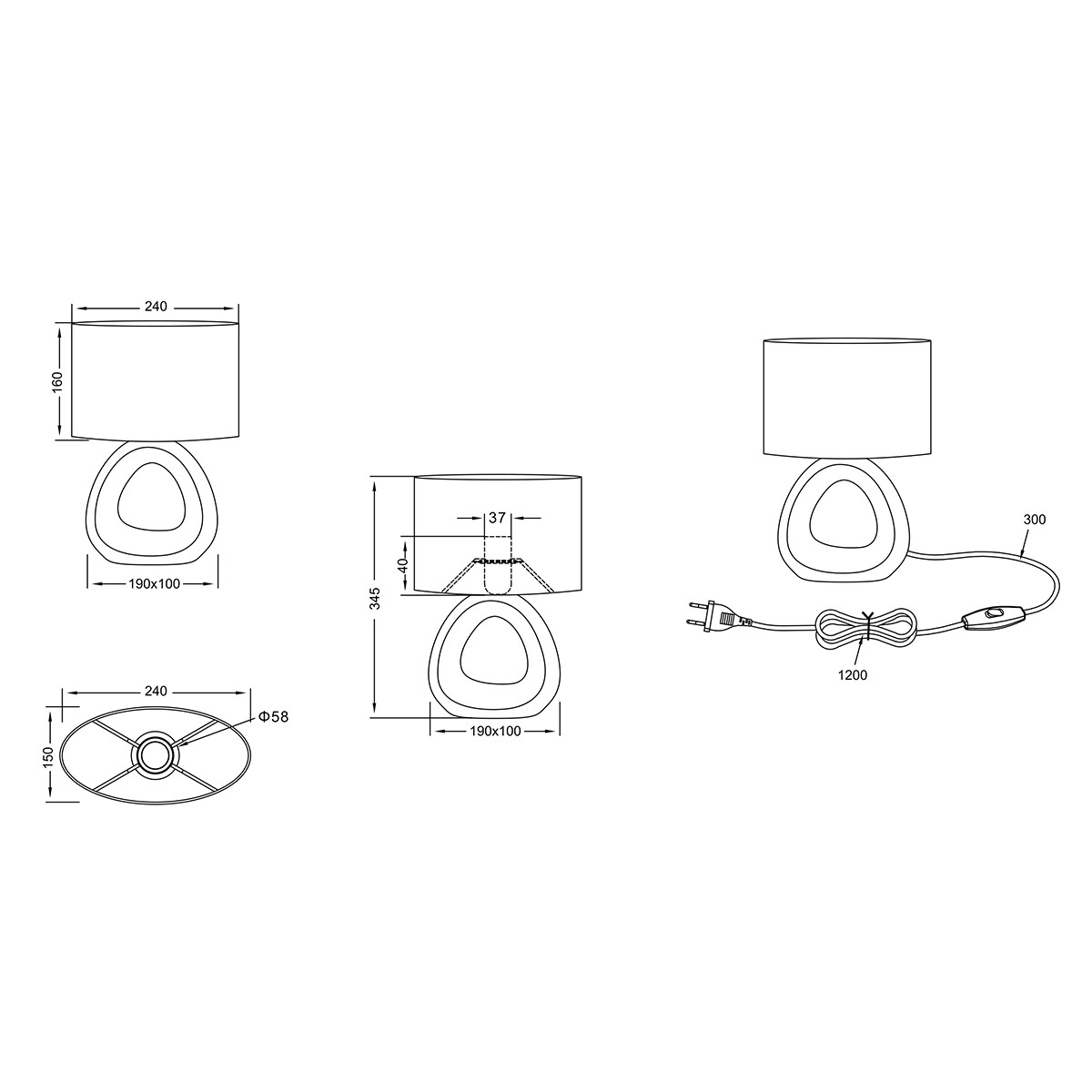 LED Tafellamp - Tafelverlichting - Trion Gizo - E27 Fitting - Rond - Mat Goud - Keramiek