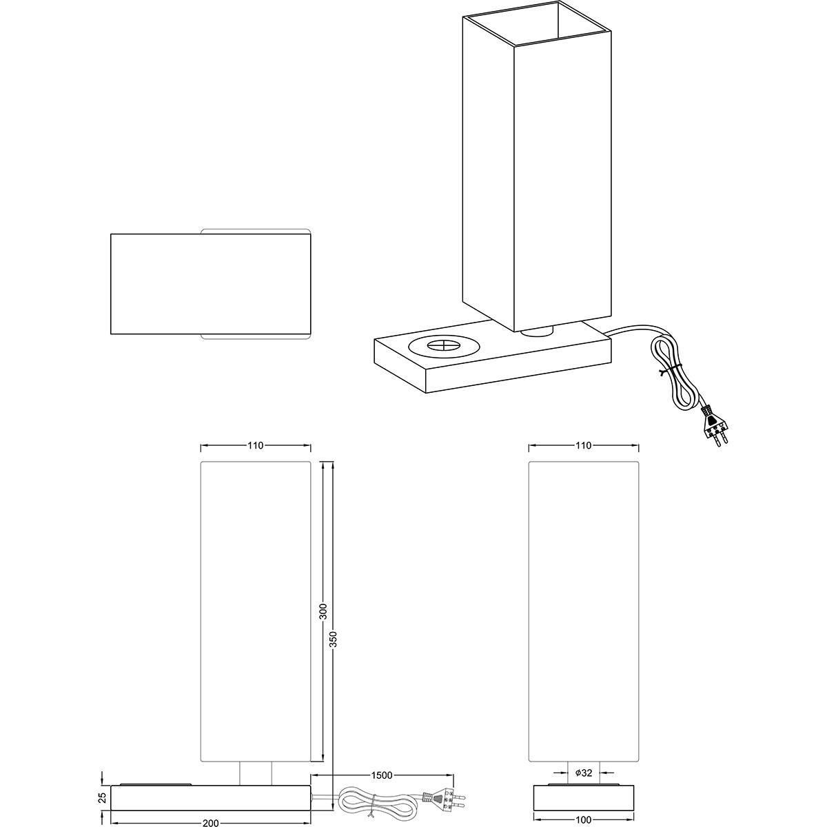 LED Tafellamp - Tafelverlichting - Trion Helsa - E14 Fitting - Rechthoek - Mat Nikkel - Aluminium