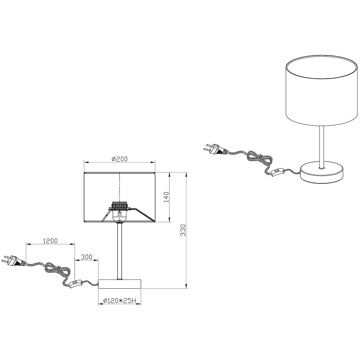 LED Tafellamp - Tafelverlichting - Trion Hostons - E27 Fitting - Rond - Mat Zwart - Aluminium