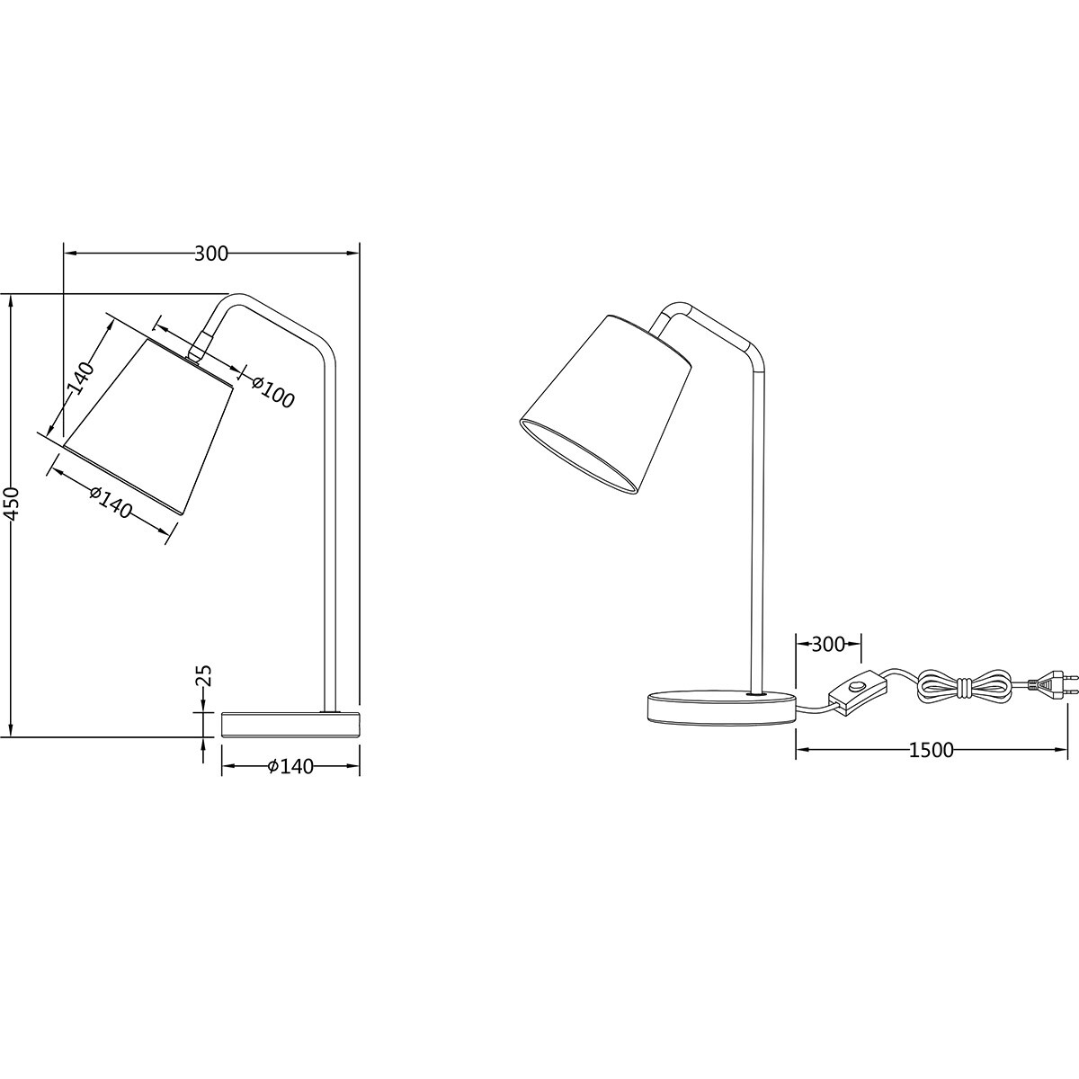 LED Tafellamp - Tafelverlichting - Trion Kido - E27 Fitting Verstelbaar - Mat Wit - Metaal