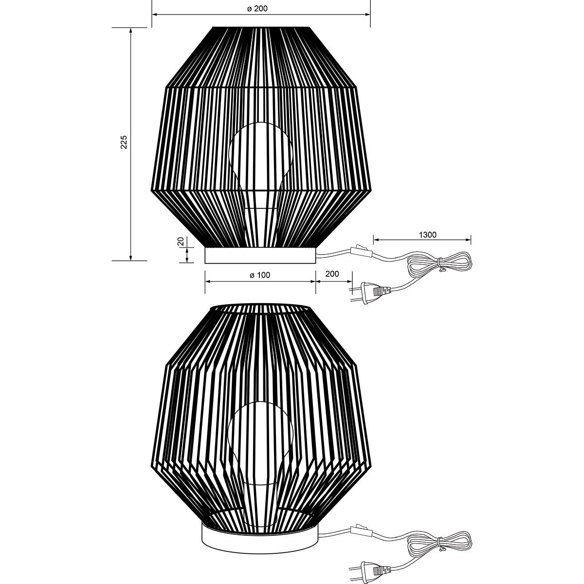 LED Tafellamp - Tafelverlichting - Trion Kimi - E27 Fitting - Rond - Bruin - Papier