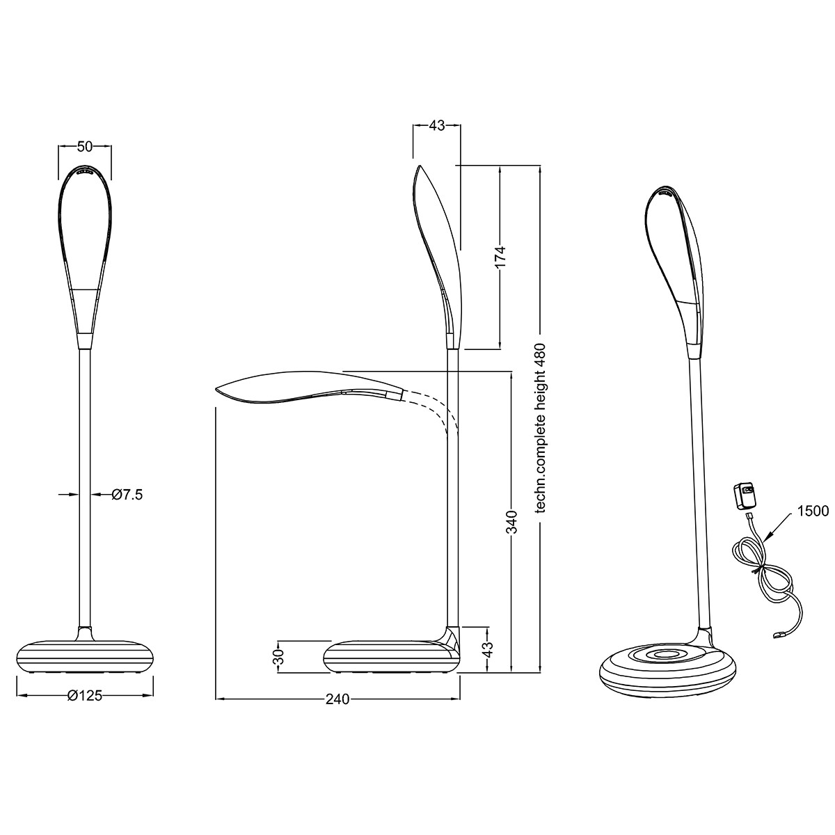 LED Bureaulamp - Tafelverlichting - Trion Krato - 4W - Warm Wit 3000K - Rond - Mat Antraciet - Kunststof