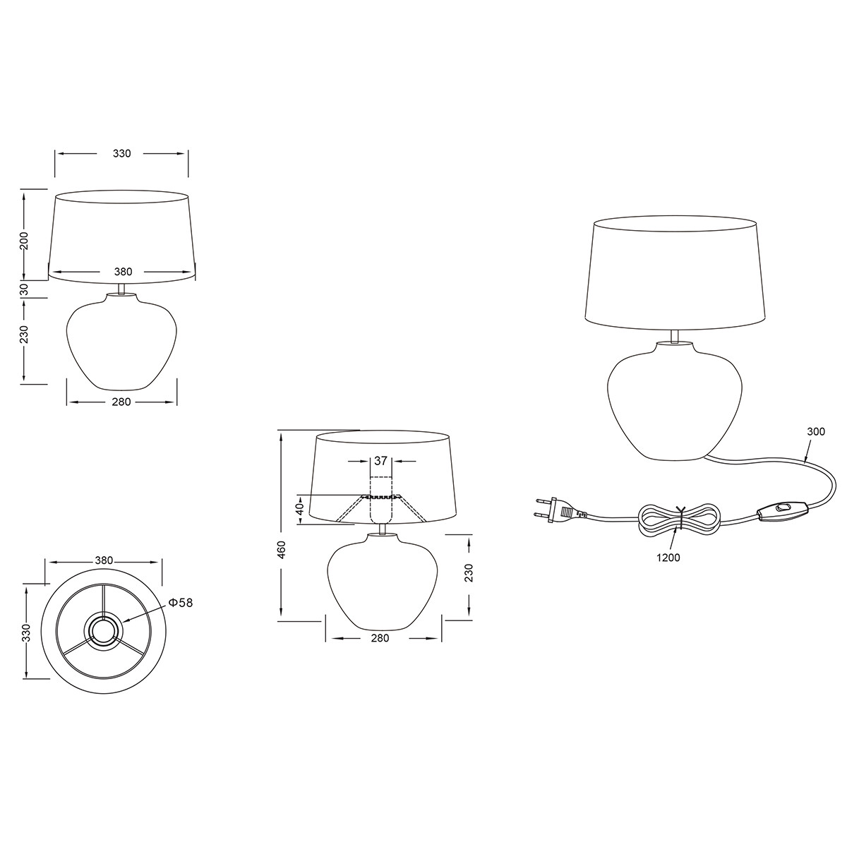 LED Tafellamp - Tafelverlichting - Trion Leau - E27 Fitting - Rond - Mat Bruin - Keramiek