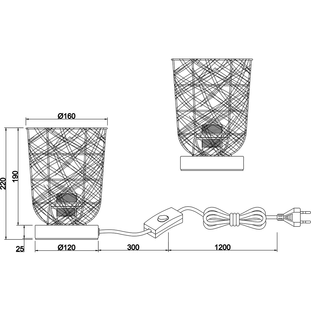 LED Tafellamp - Tafelverlichting - Trion Lopar - E27 Fitting - Rond - Bruin - Hout