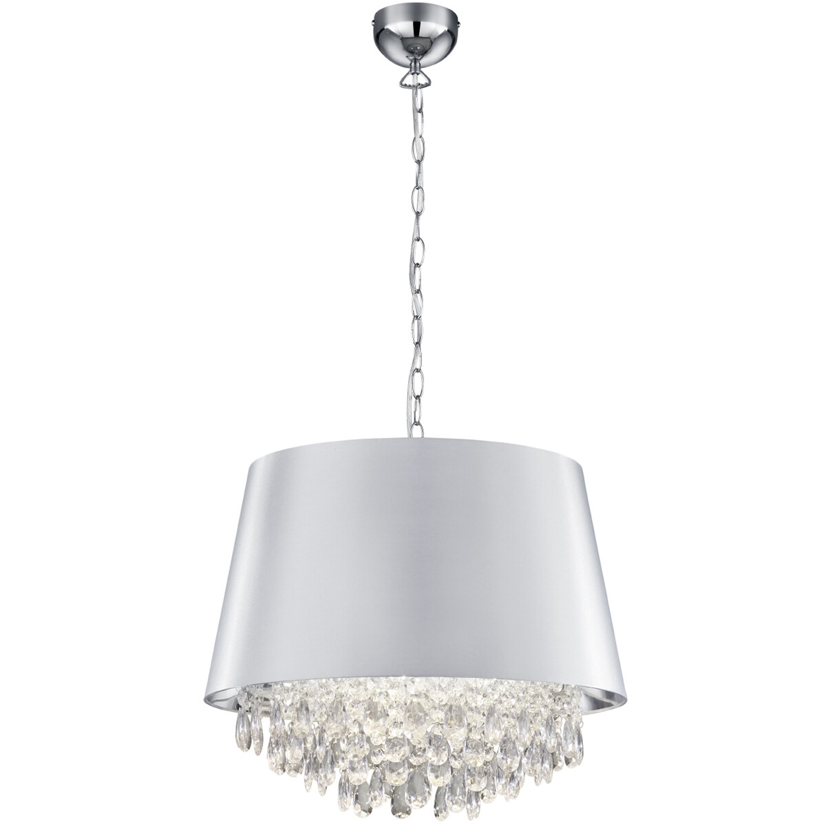 LED Hanglamp - Hangverlichting - Trion Lorena - E14 Fitting - Rond - Mat Chroom - Aluminium