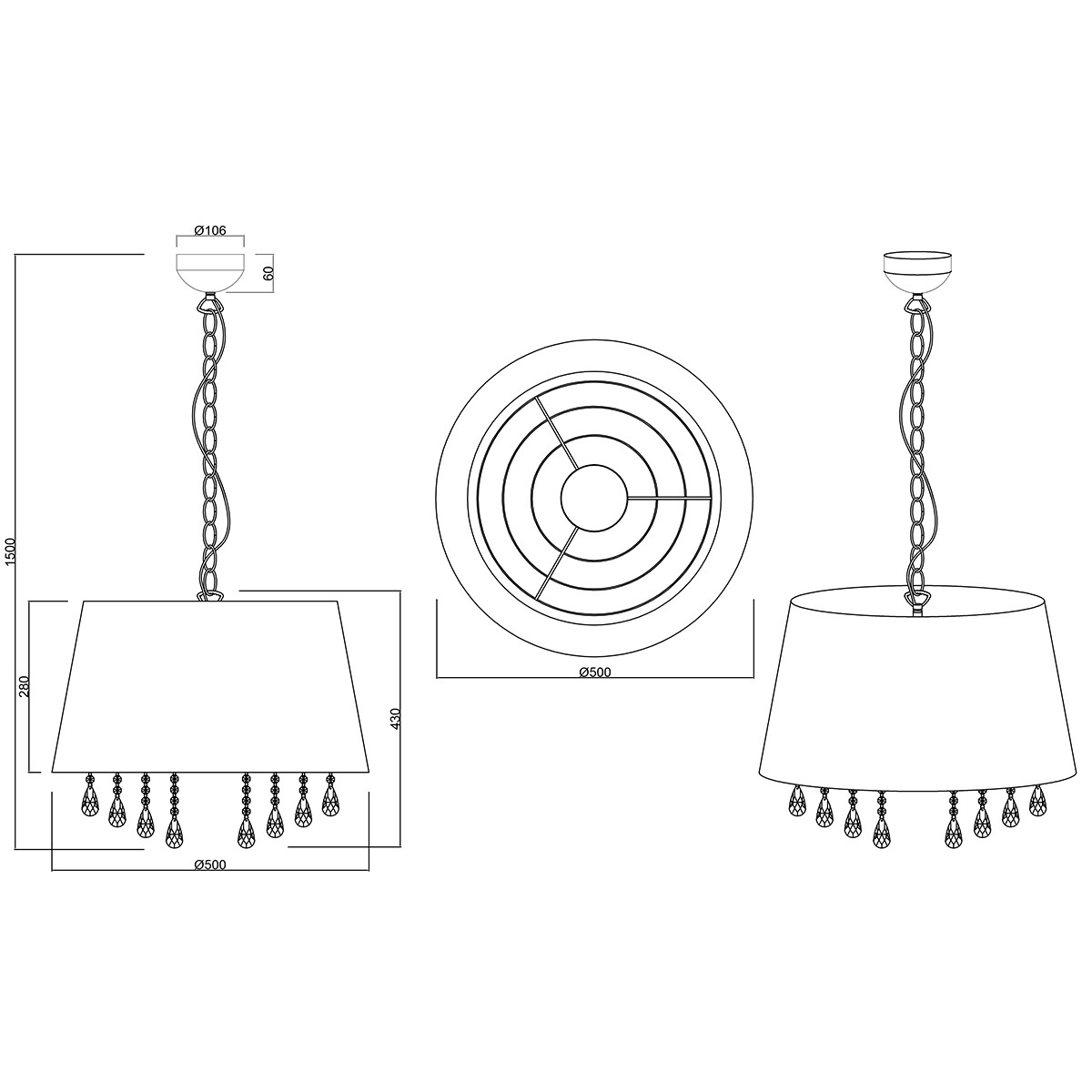 LED Hanglamp - Hangverlichting - Trion Lorena - E14 Fitting - Rond - Mat Zwart - Aluminium