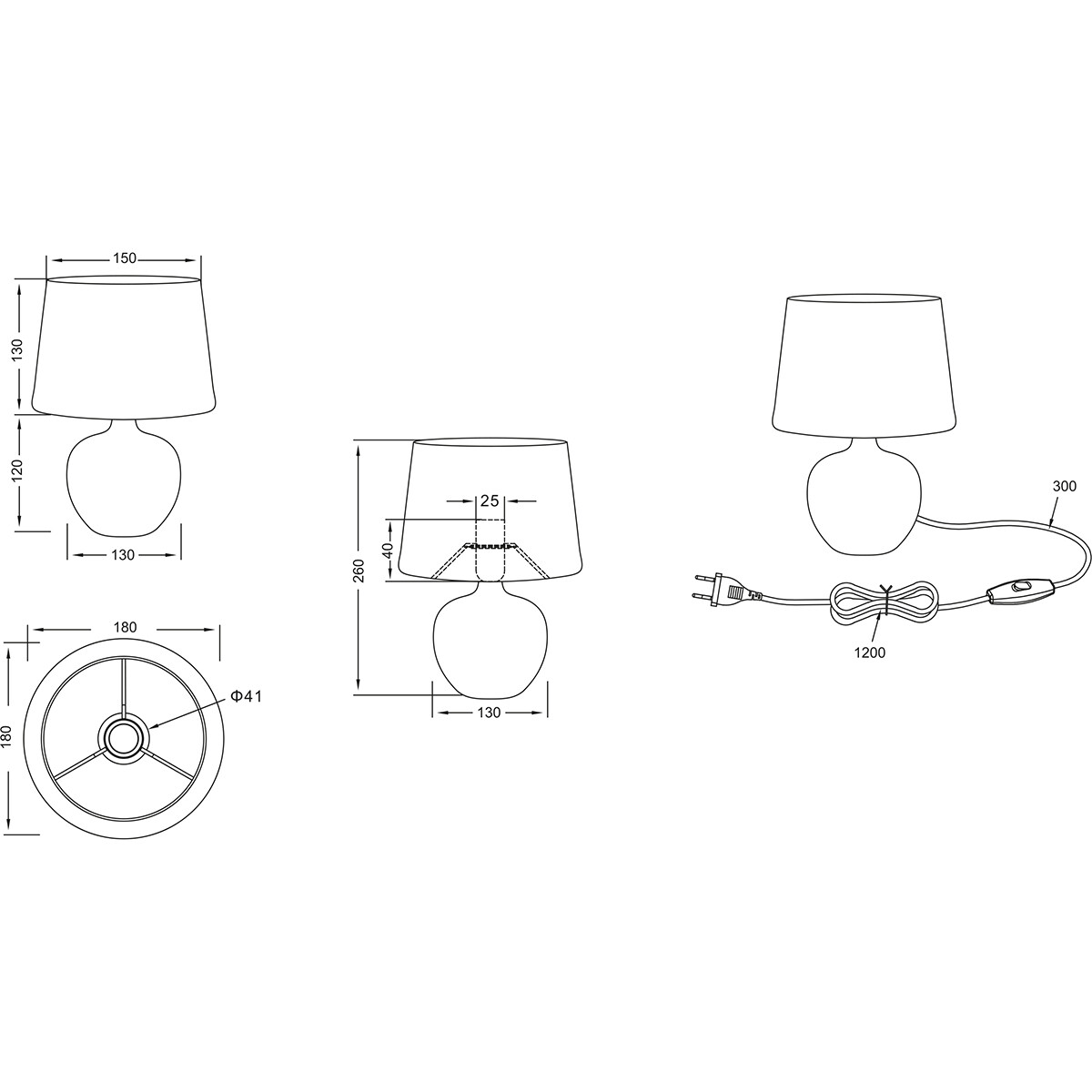 LED Tafellamp - Tafelverlichting - Trion Lunola - E14 Fitting - Rond - Mat Bruin - Keramiek