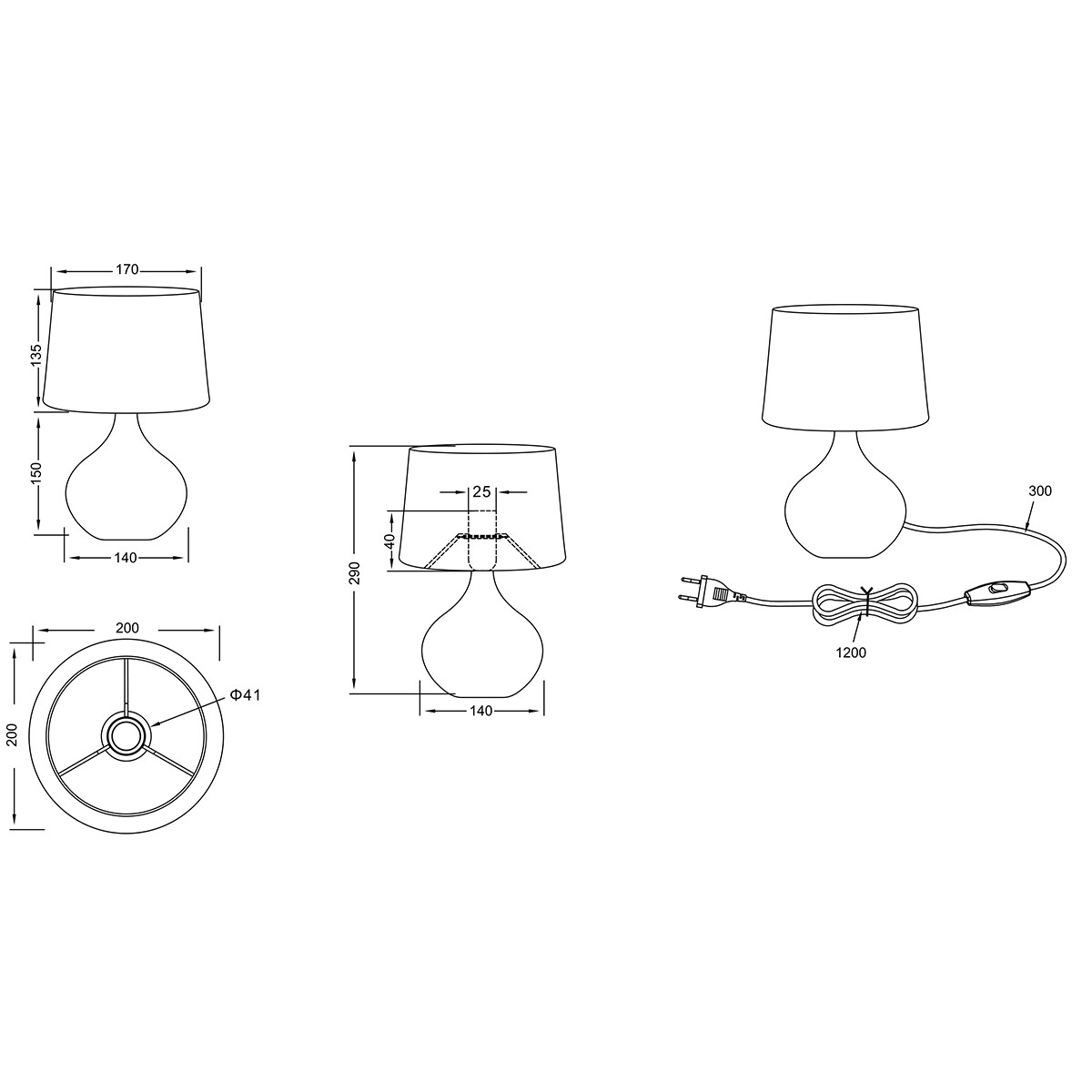 LED Tafellamp - Tafelverlichting - Trion Martan - E14 Fitting - Rond - Mat Bruin - Keramiek