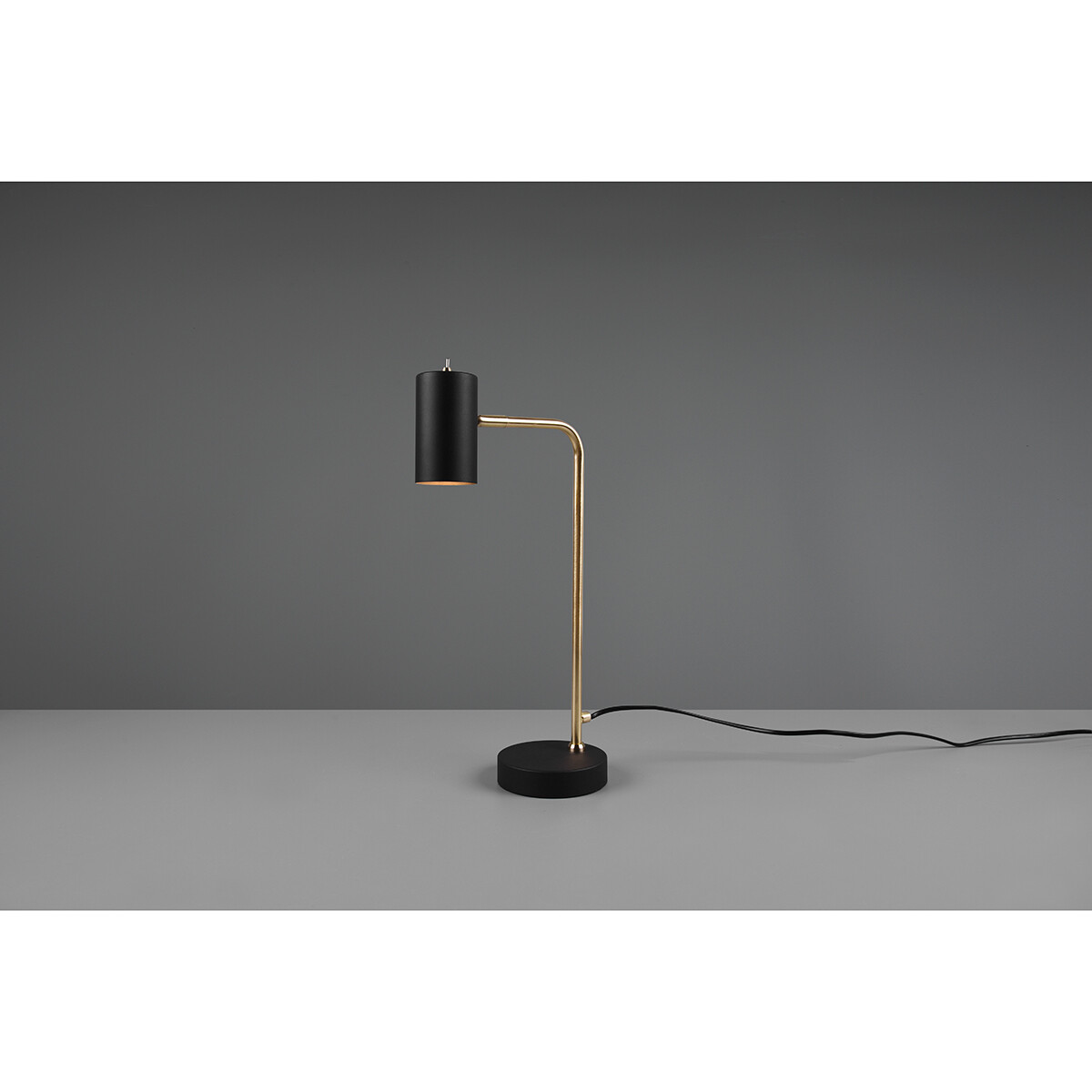 LED Bureaulamp - Tafelverlichting - Trion Milona - GU10 Fitting - Rond - Mat Zwart/Goud - Aluminium