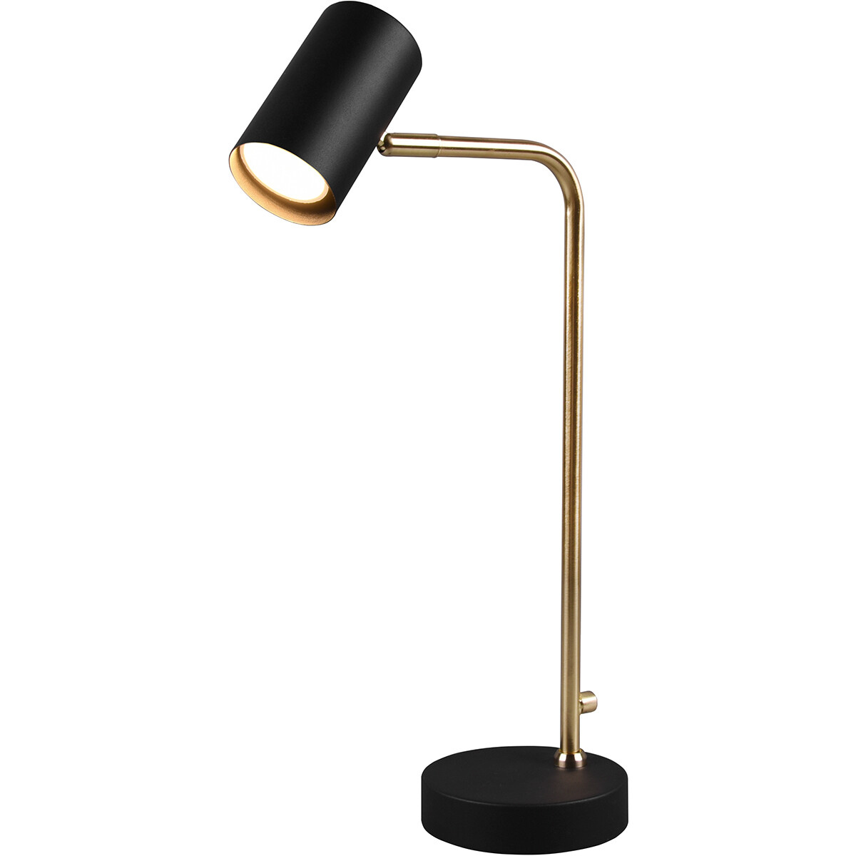 LED Bureaulamp - Tafelverlichting - Trion Milona - GU10 Fitting - Rond - Mat Zwart/Goud - Aluminium product afbeelding