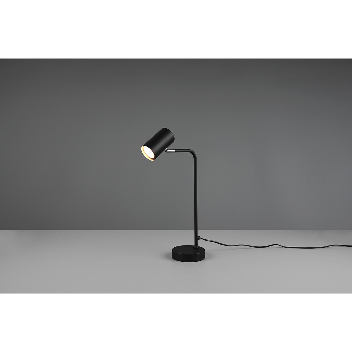 LED Bureaulamp - Tafelverlichting - Trion Milona - GU10 Fitting - Rond - Mat Zwart - Aluminium