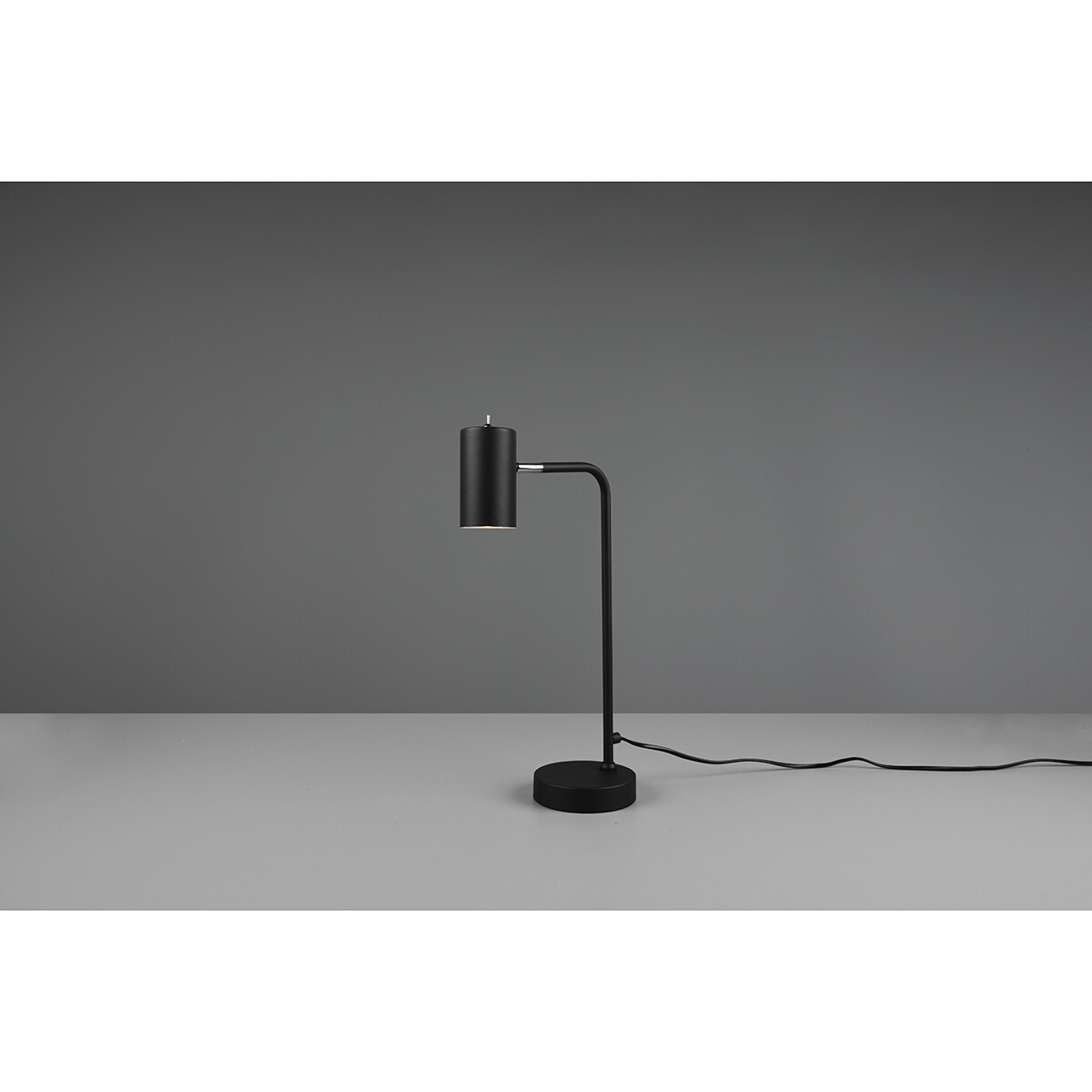 LED Bureaulamp - Tafelverlichting - Trion Milona - GU10 Fitting - Rond - Mat Zwart - Aluminium