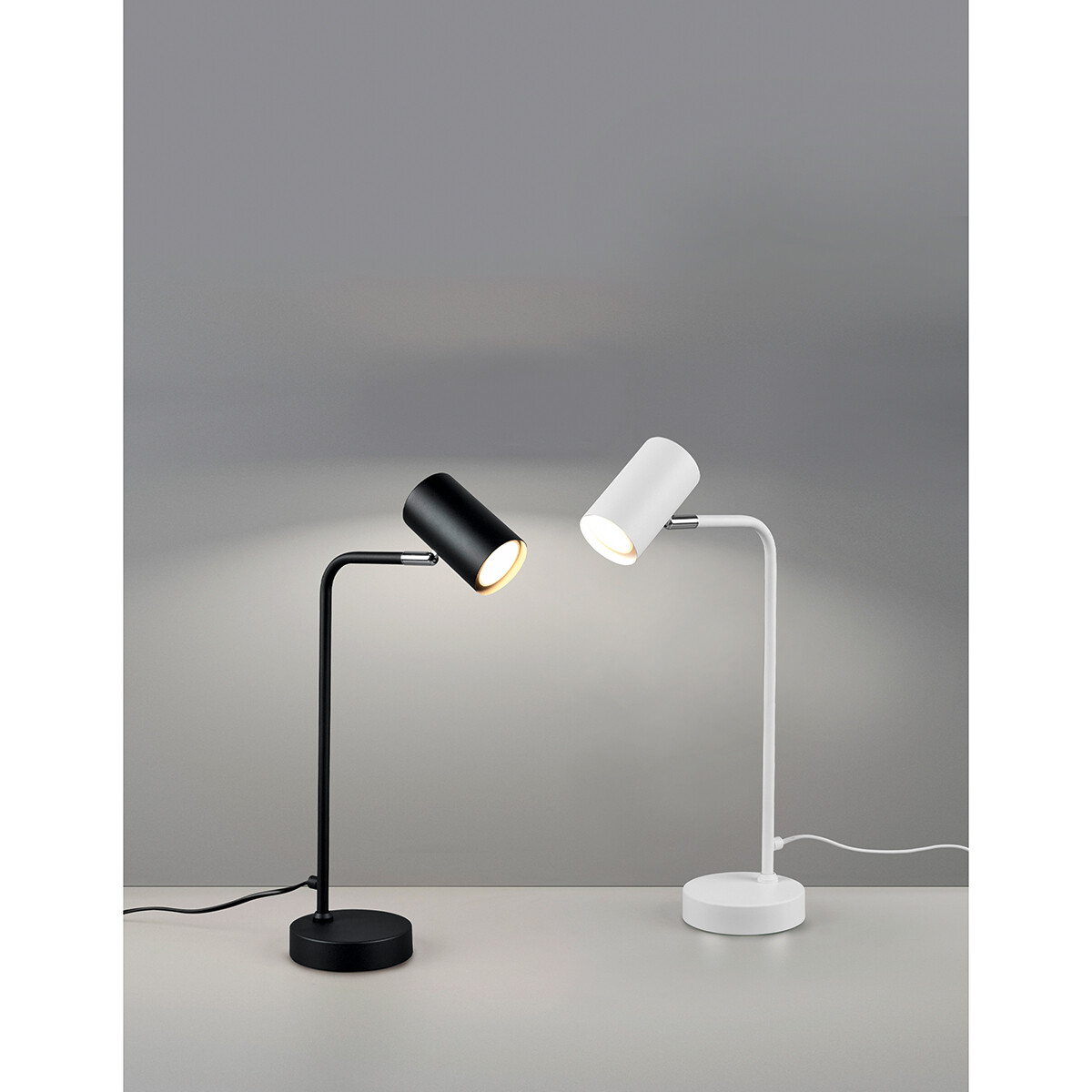 LED Bureaulamp - Tafelverlichting - Trion Milona - GU10 Fitting - Rond - Mat Zwart - Aluminium