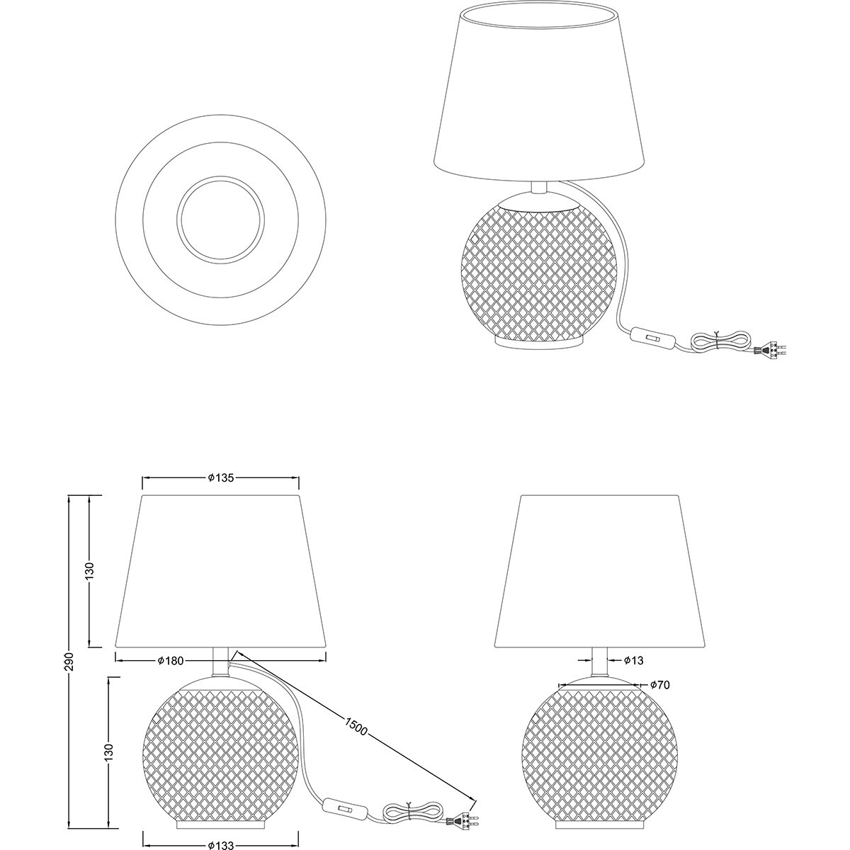 LED Tafellamp - Tafelverlichting - Trion Onno - E14 Fitting - Rond - Groen - Glas