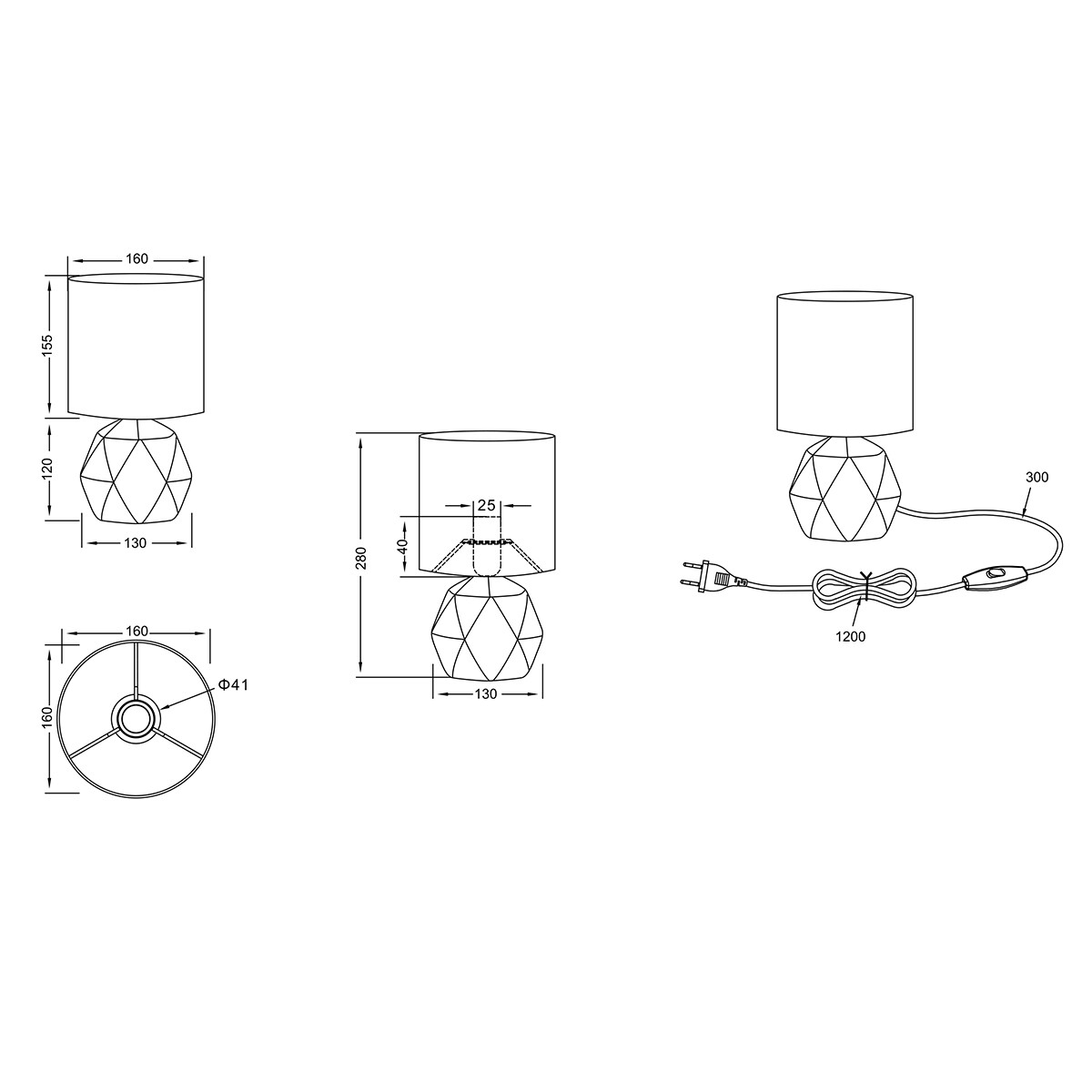 LED Tafellamp - Tafelverlichting - Trion Pikanto - E14 Fitting - Rond - Mat Titaan - Beton