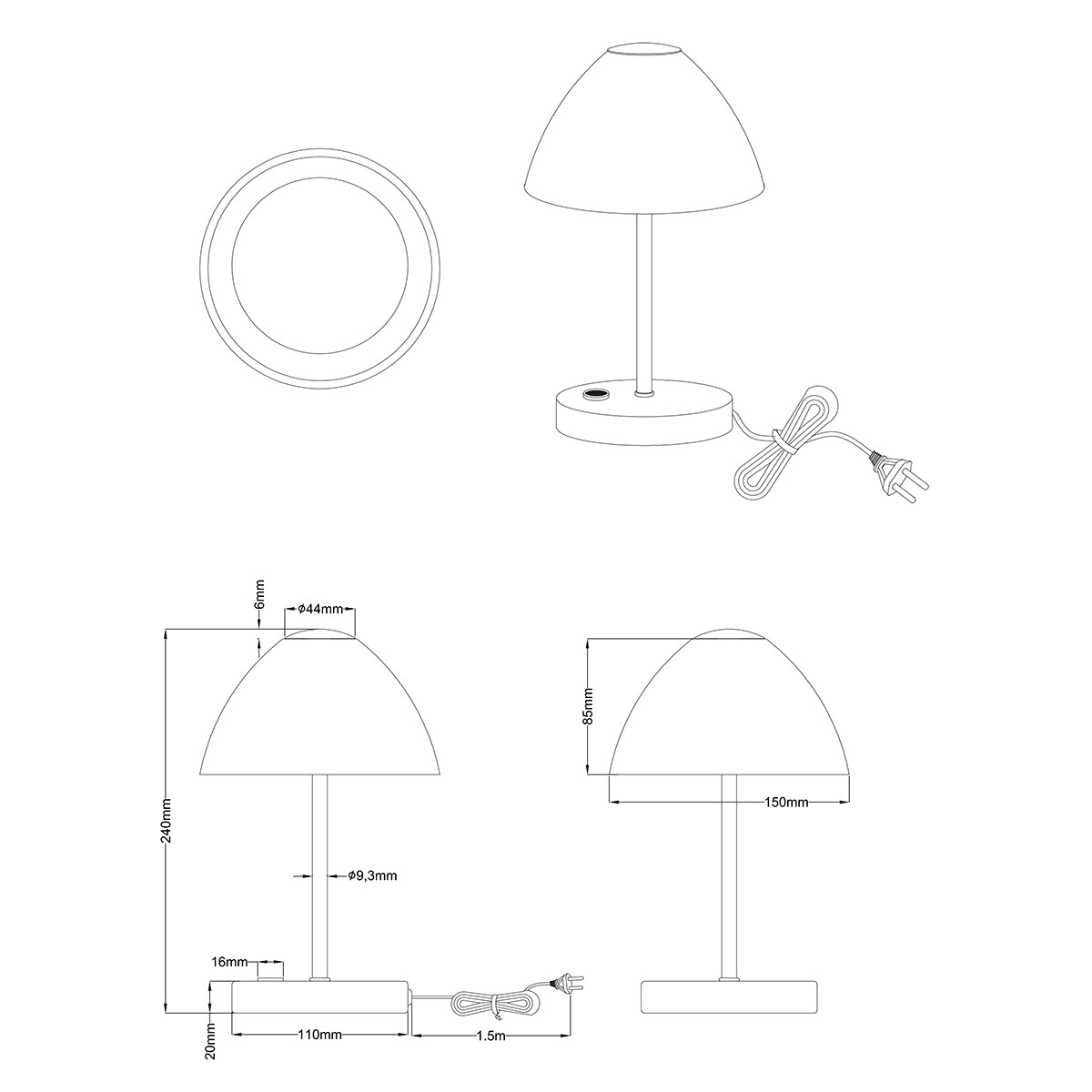 LED Tafellamp - Tafelverlichting - Trion Quno - 2W - Warm Wit 3000K - Rond - Mat Goud - Aluminium