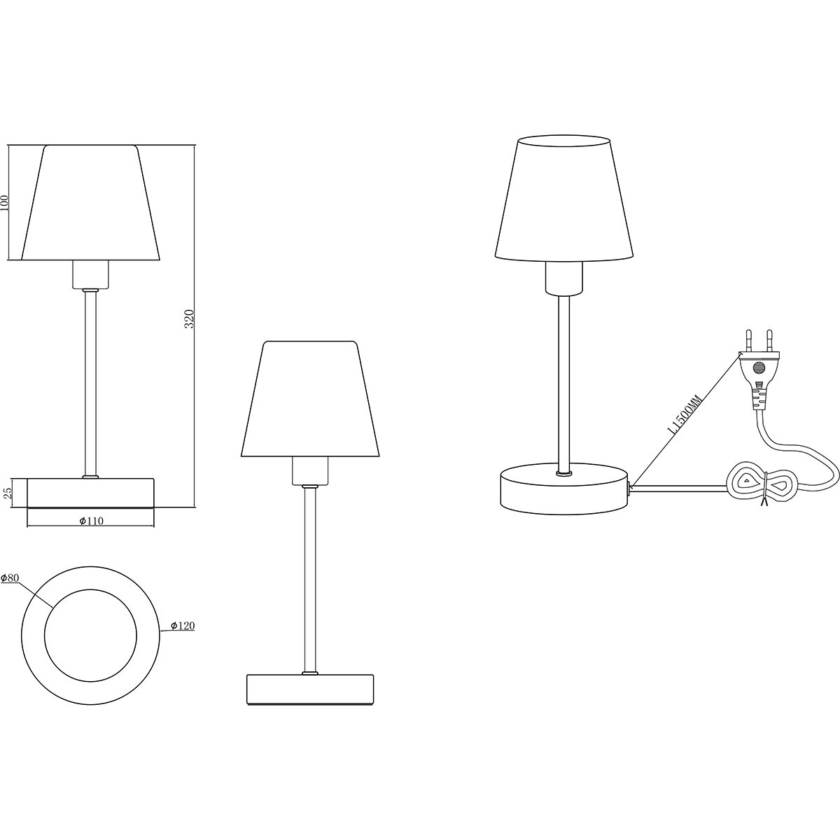 LED Tafellamp - Tafelverlichting - Trion Siu - E14 Fitting - Kegel - Mat Nikkel - Metaal