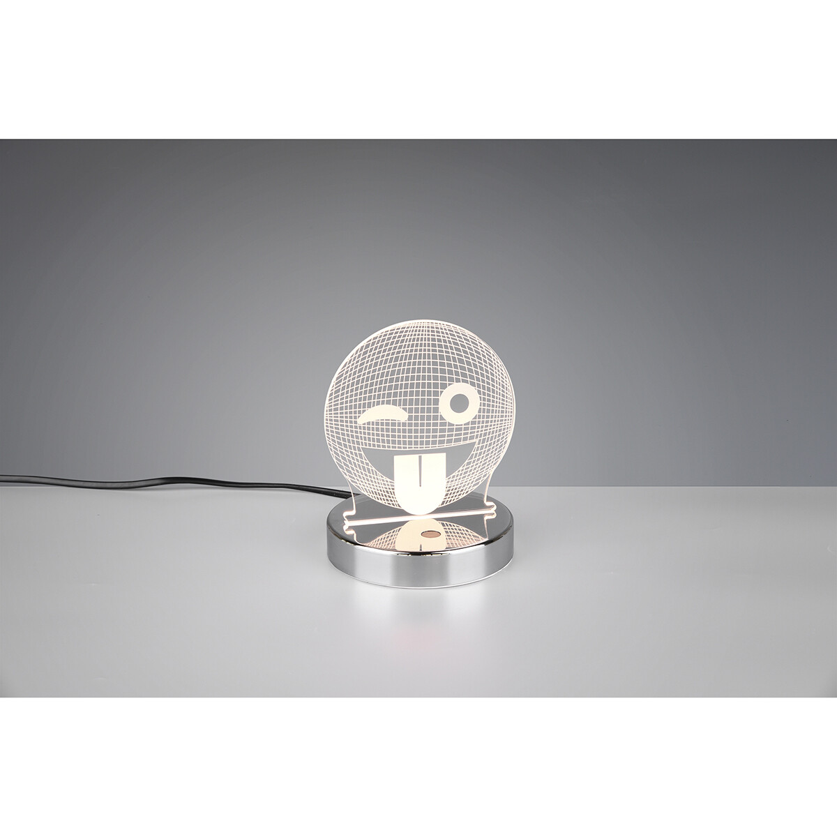 LED Tafellamp - Tafelverlichting - Trion Smilo - 3W - Warm Wit 3000K - RGBW - Rond - Mat Chroom - Aluminium