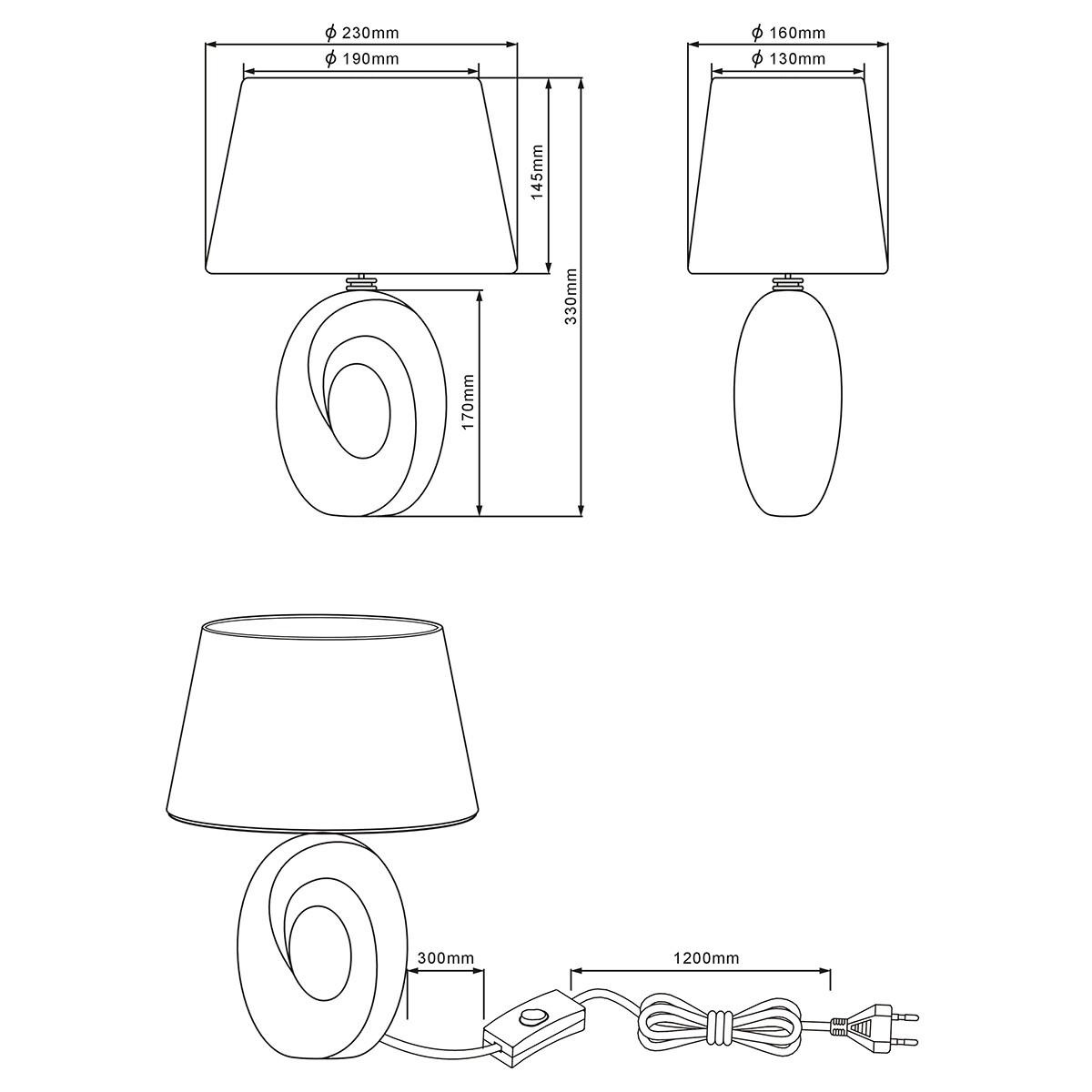 LED Tafellamp - Tafelverlichting - Trion Tibos - E14 Fitting - Rond - Mat Goud - Keramiek