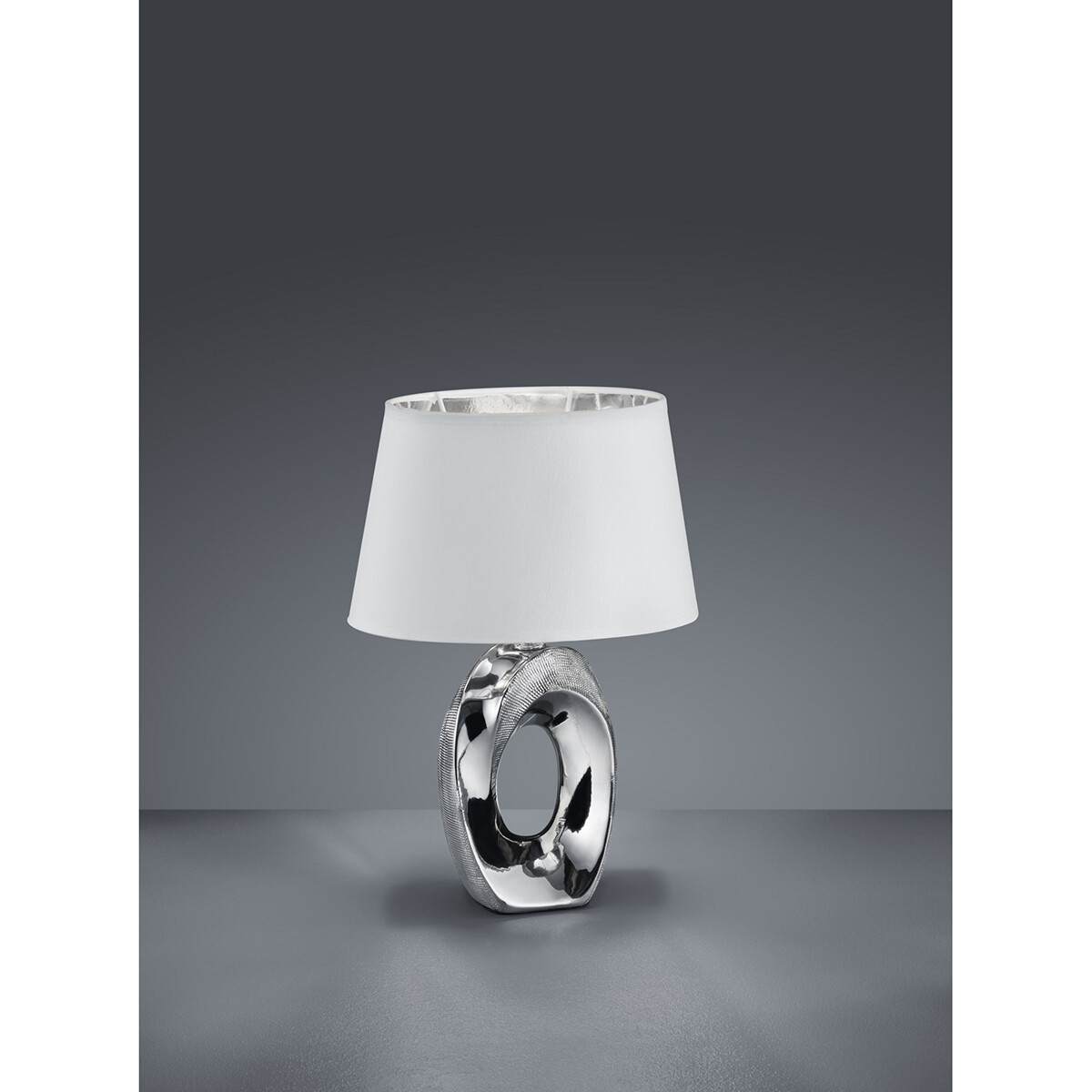 LED Tafellamp - Tafelverlichting - Trion Tibos - E14 Fitting - Rond - Mat Zilver - Keramiek