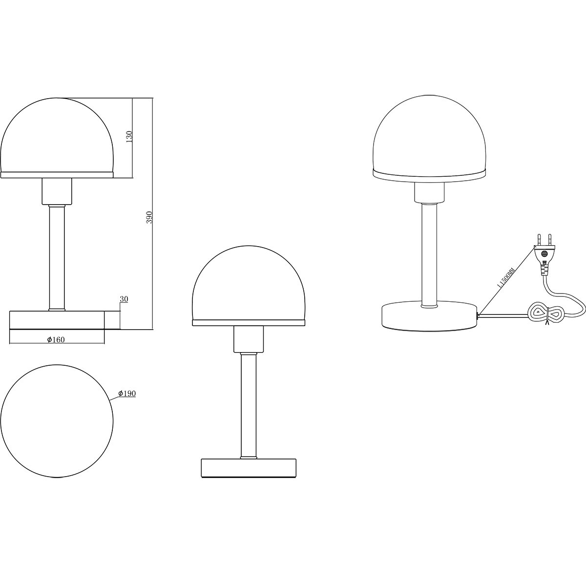 LED Tafellamp - Tafelverlichting - Trion Toas - E27 Fitting - Rond - Mat Nikkel - Metaal