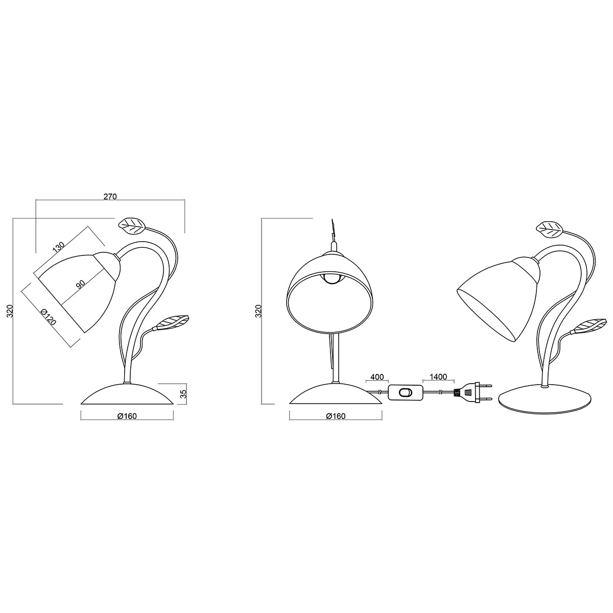 LED Bureaulamp - Tafelverlichting - Trion Trada - E14 Fitting - Rond - Antiek Roestkleur - Aluminium