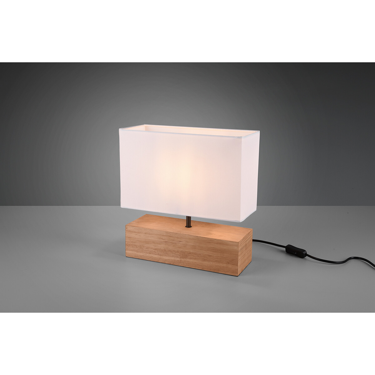 LED Tafellamp - Tafelverlichting - Trion Wooden - E27 Fitting - Rechthoek - Mat Wit - Hout